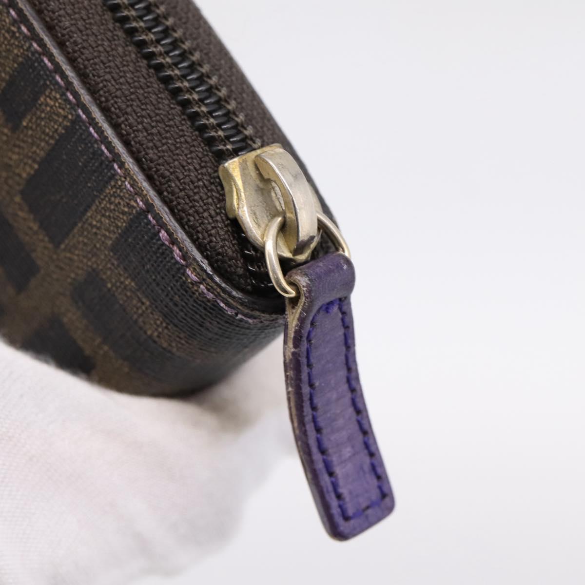 FENDI Zucca Canvas Long Wallet PVC Black Brown Auth 205506V image 8