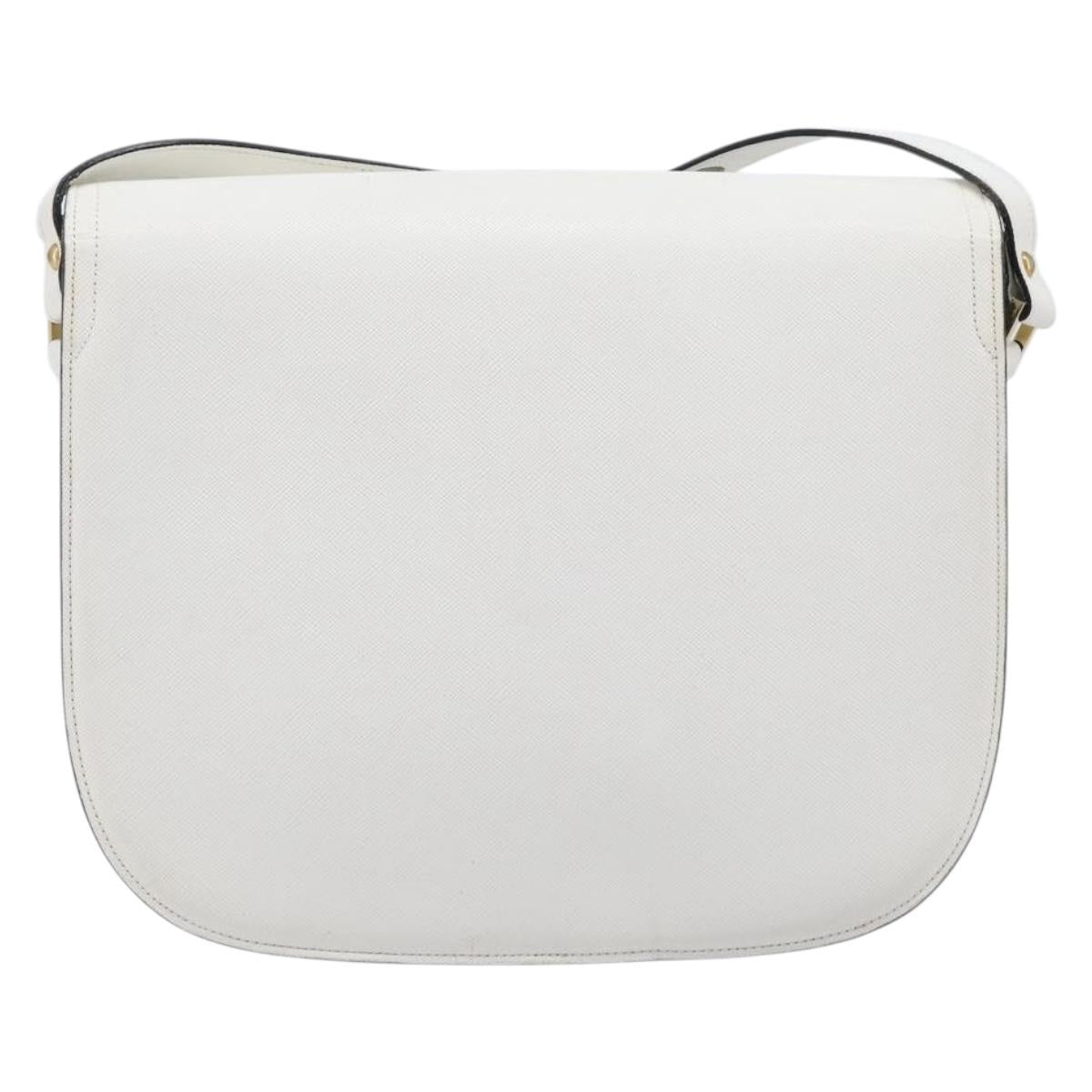 Saint Laurent Shoulder Bag Leather White Gold Auth hk4148A image 3