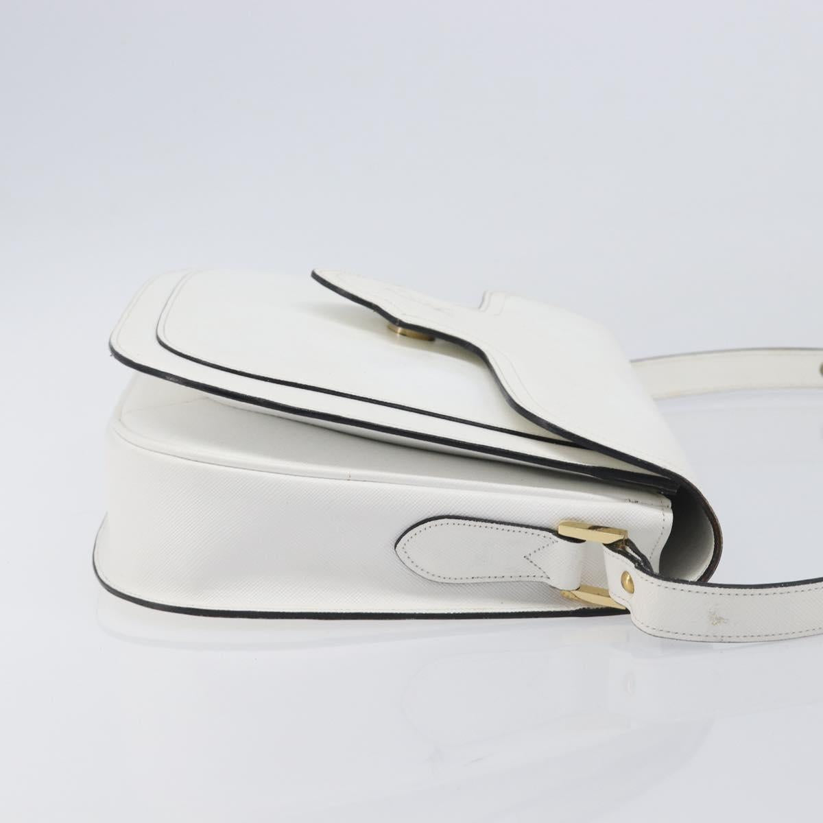 Saint Laurent Shoulder Bag Leather White Gold Auth hk4148A image 4