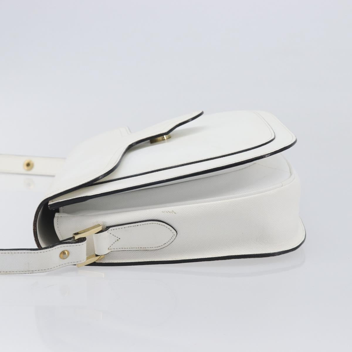 Saint Laurent Shoulder Bag Leather White Gold Auth hk4148A image 5