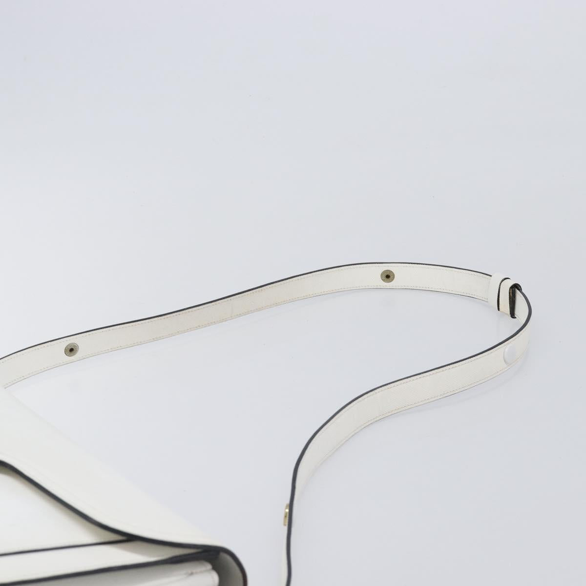 Saint Laurent Shoulder Bag Leather White Gold Auth hk4148A image 8