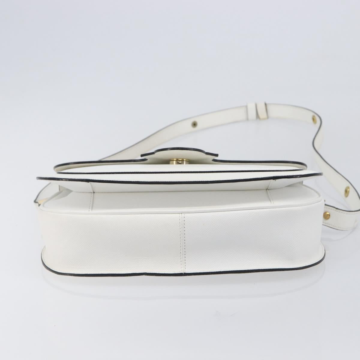 Saint Laurent Shoulder Bag Leather White Gold Auth hk4148A image 10