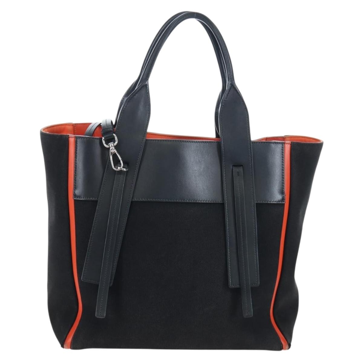 PRADA Uverture Tote Bag Canvas 2way Black Silver Auth 206647 image 2