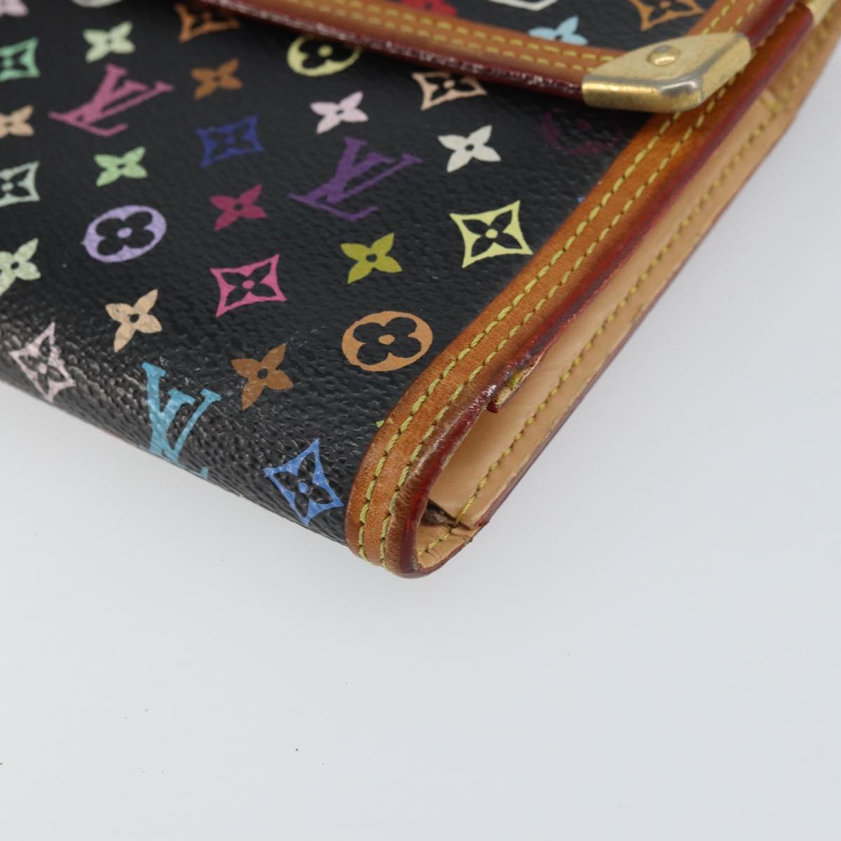 LOUIS VUITTON Monogram Multicolor Porte Tresor Wallet Black M92658 Auth BA9622 image 7