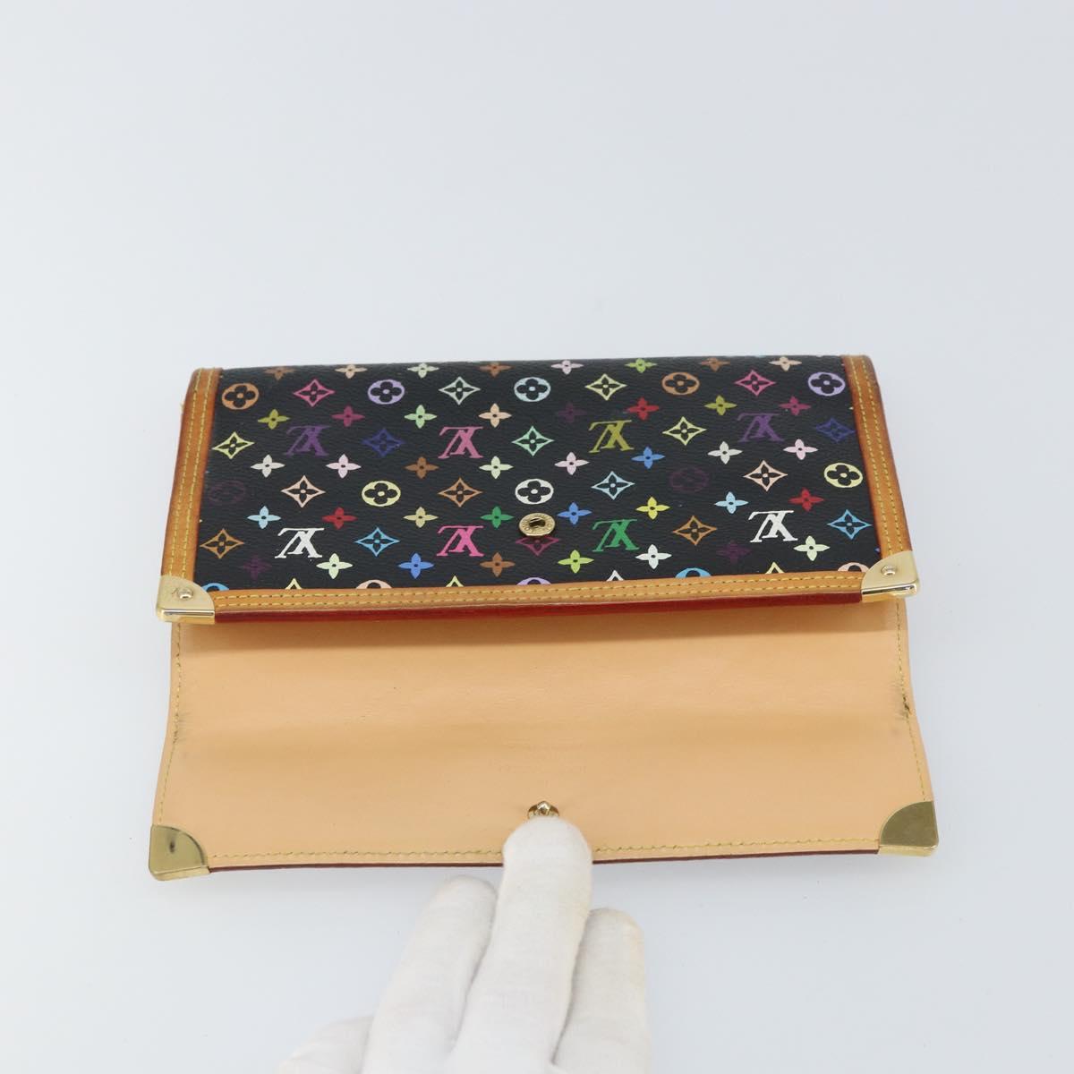 LOUIS VUITTON Monogram Multicolor Porte Tresor Wallet Black M92658 Auth BA9622 image 8