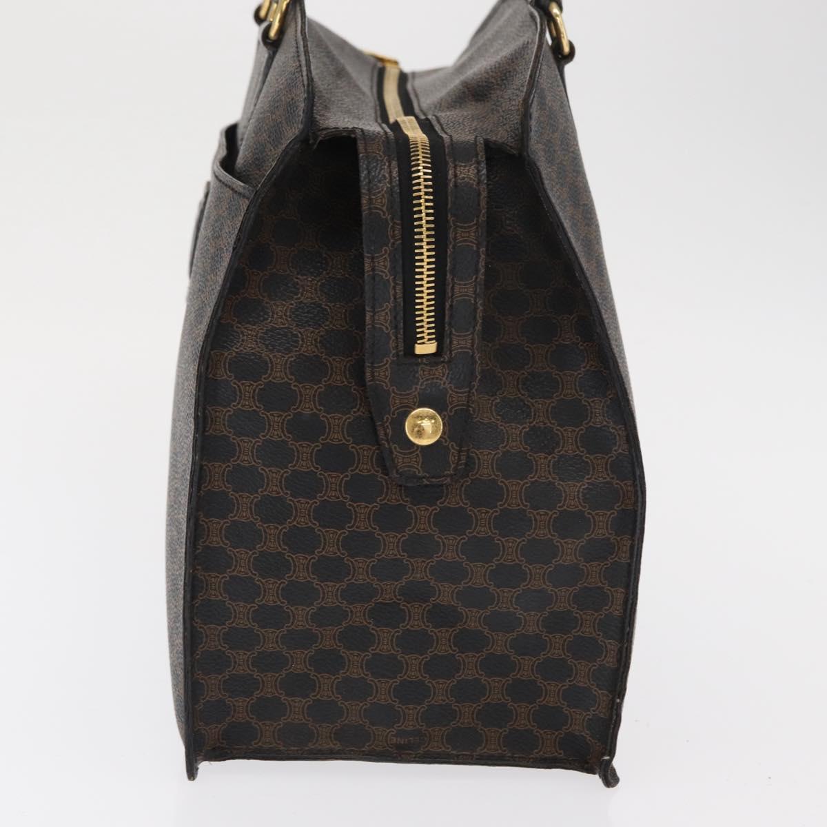CELINE Macadam Canvas Hand Bag PVC Leather Black Gold Auth 171585 image 3