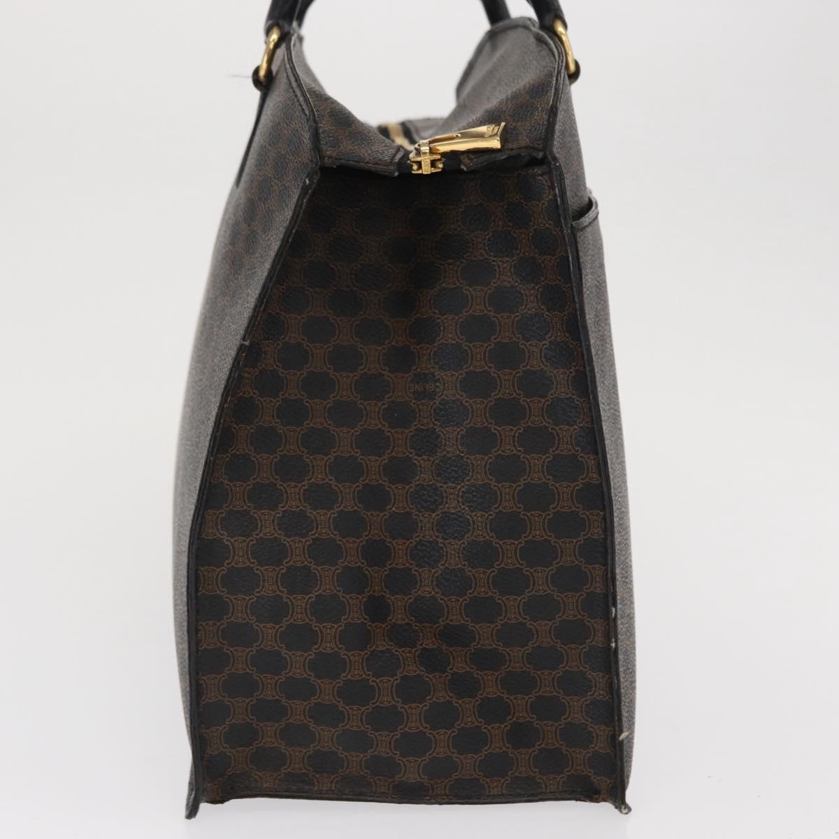 CELINE Macadam Canvas Hand Bag PVC Leather Black Gold Auth 171585 image 4