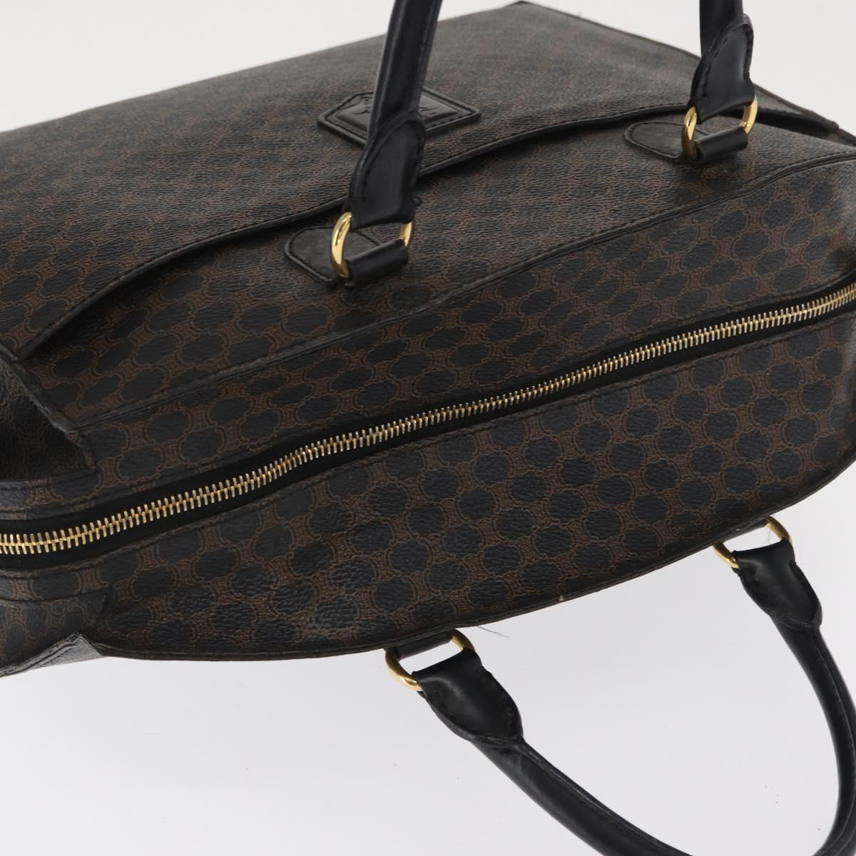CELINE Macadam Canvas Hand Bag PVC Leather Black Gold Auth 171585 image 6