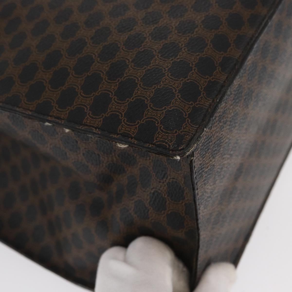 CELINE Macadam Canvas Hand Bag PVC Leather Black Gold Auth 171585 image 8
