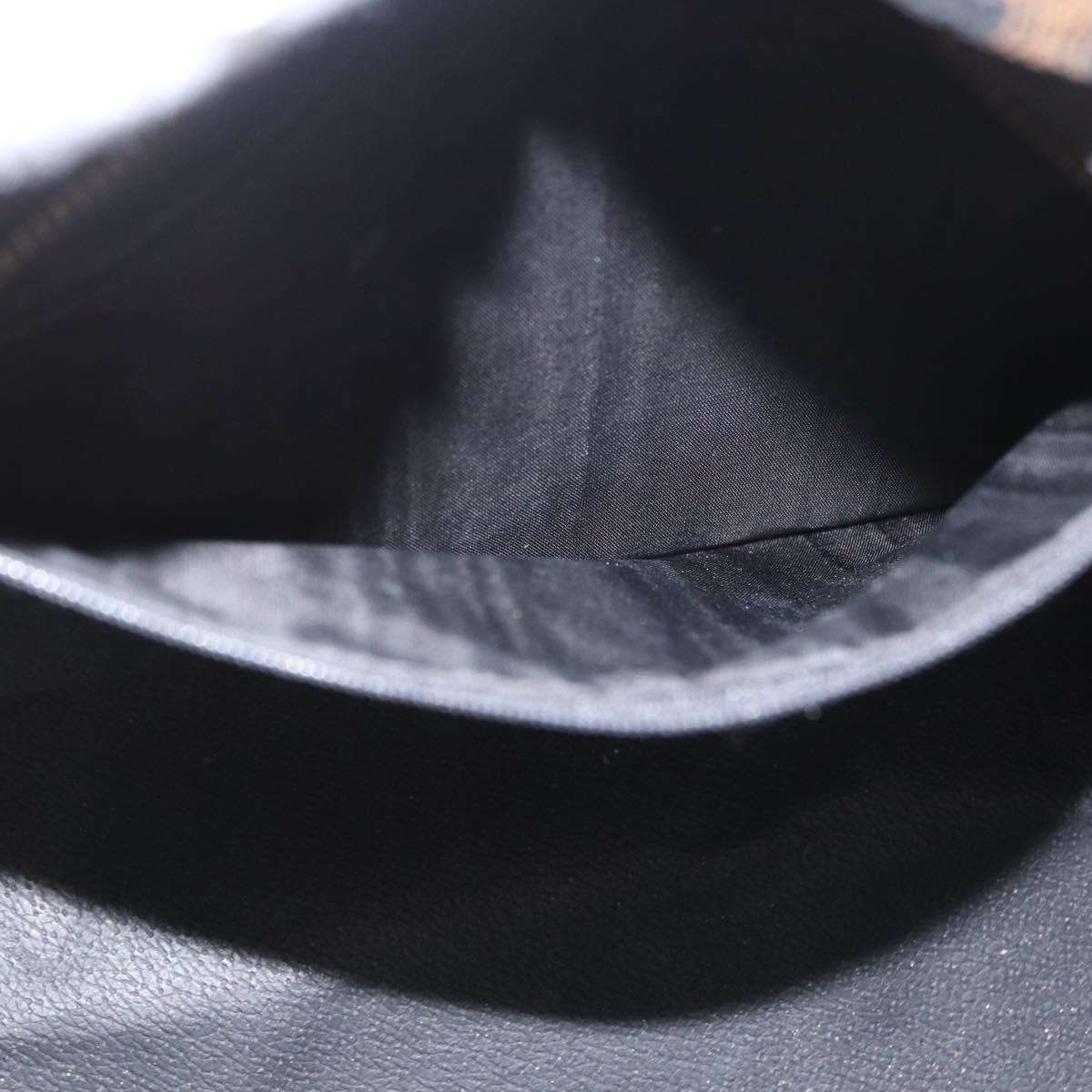 CELINE Macadam Canvas Hand Bag PVC Leather Black Gold Auth 171585 image 10