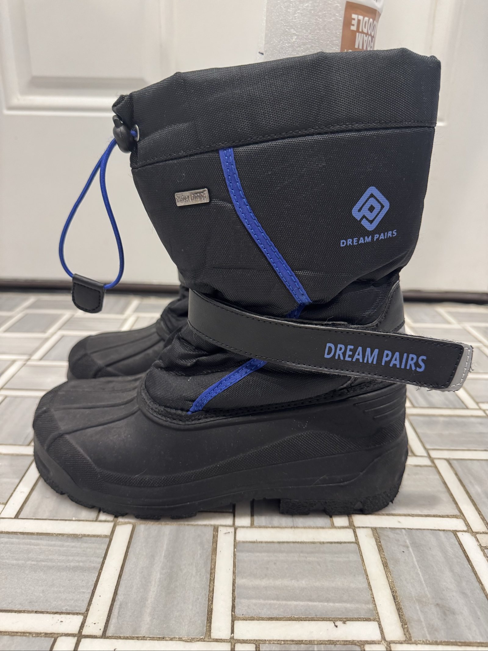 Dream Pairs Kids Snow Boots – Black Royal Blue – 4 Big Kid image 2