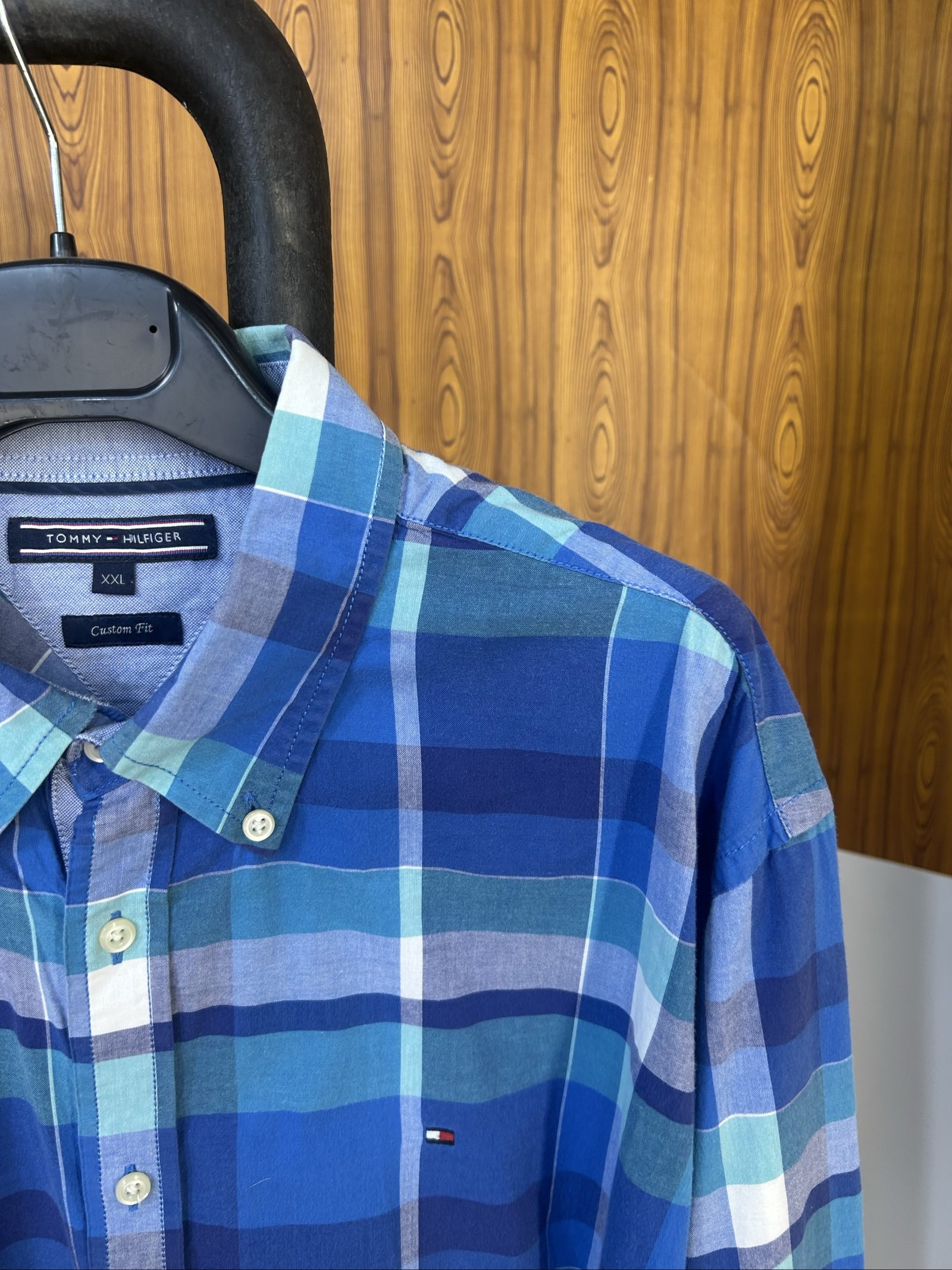 Tommy Hilfiger Camicia Uomo Quadri Blu XXL Custom Fit image 2