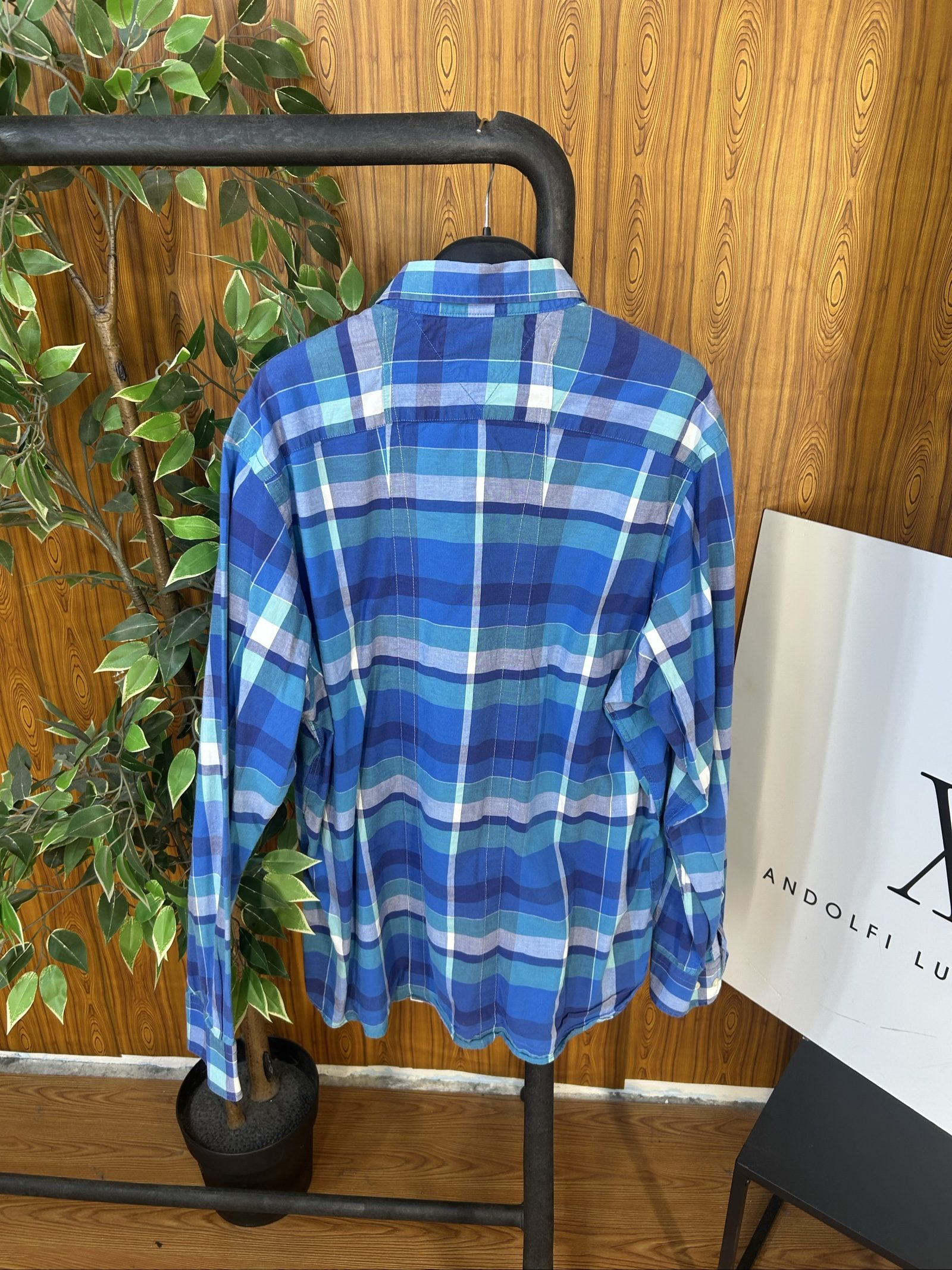 Tommy Hilfiger Camicia Uomo Quadri Blu XXL Custom Fit image 5