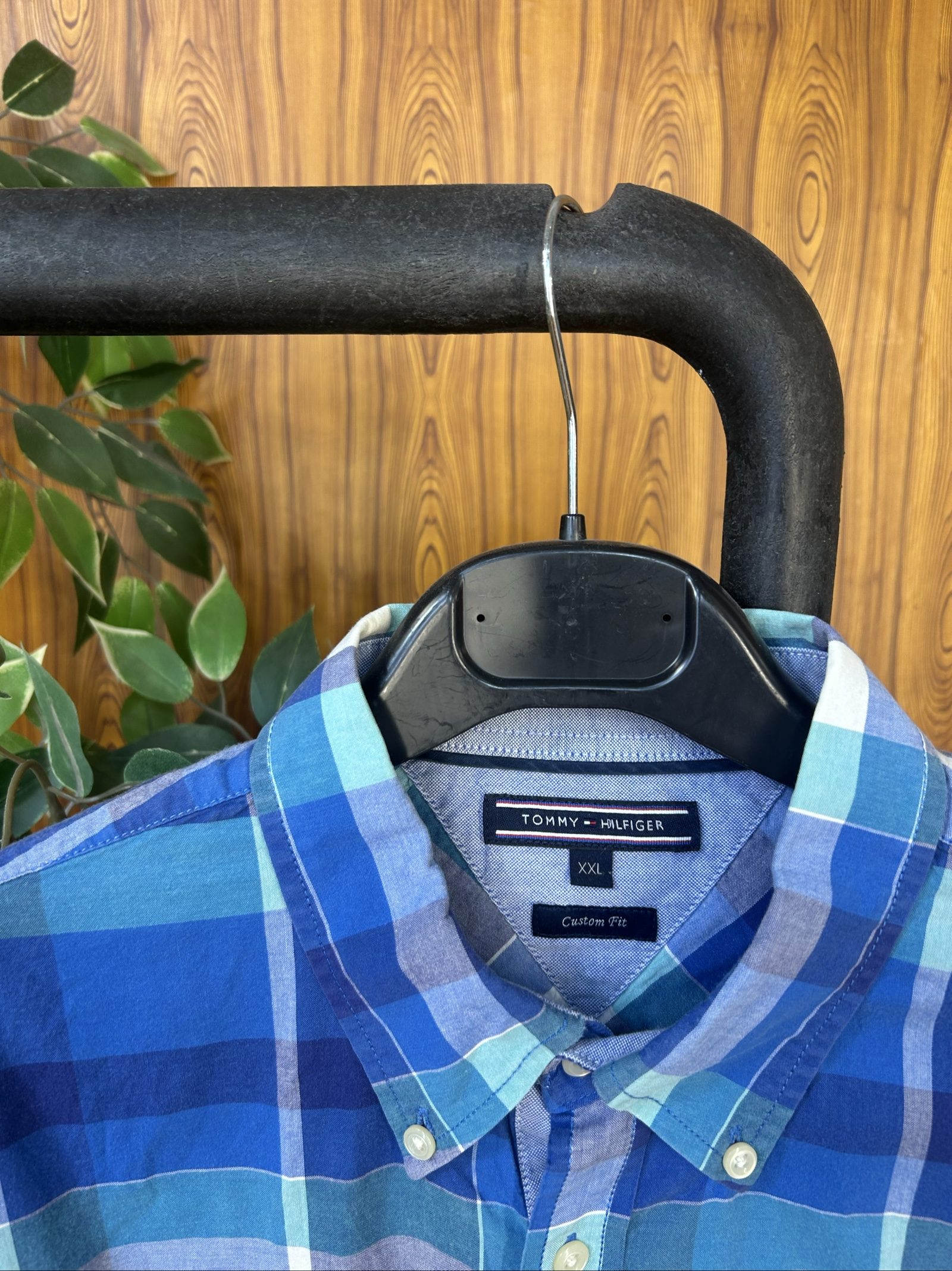 Tommy Hilfiger Camicia Uomo Quadri Blu XXL Custom Fit image 3