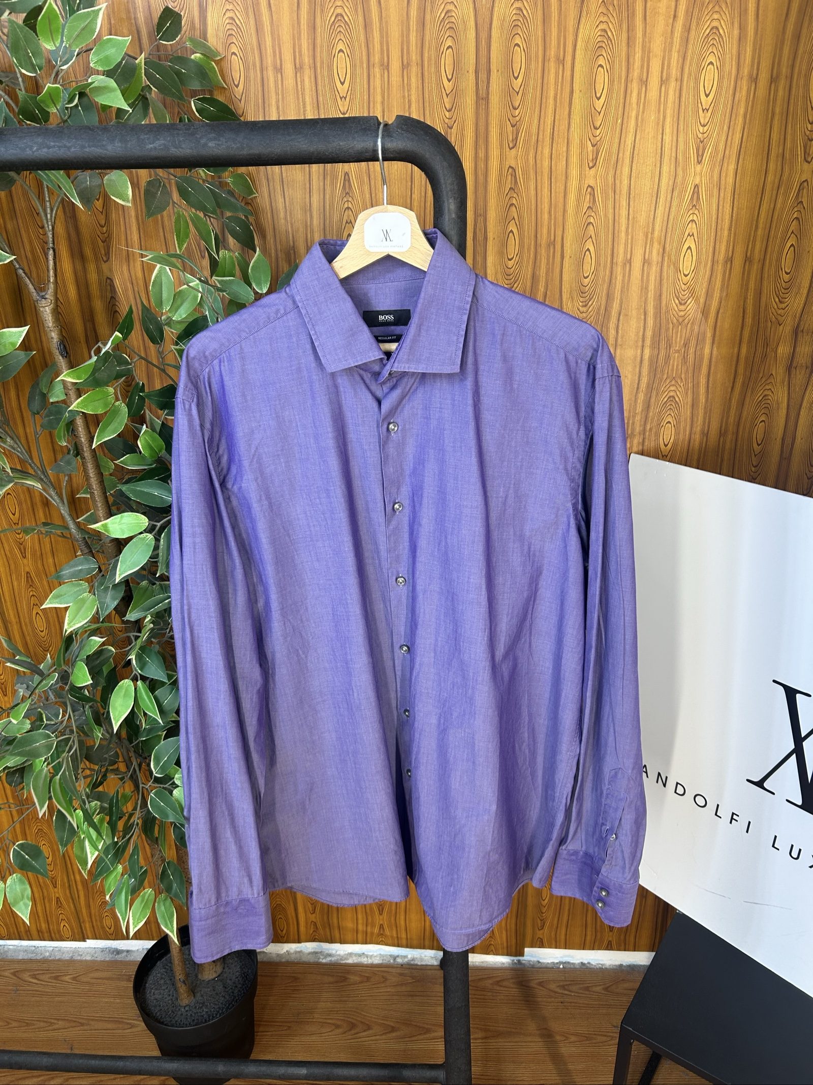 Hugo Boss Camicia Uomo Viola Regular Fit Taglia 43/17