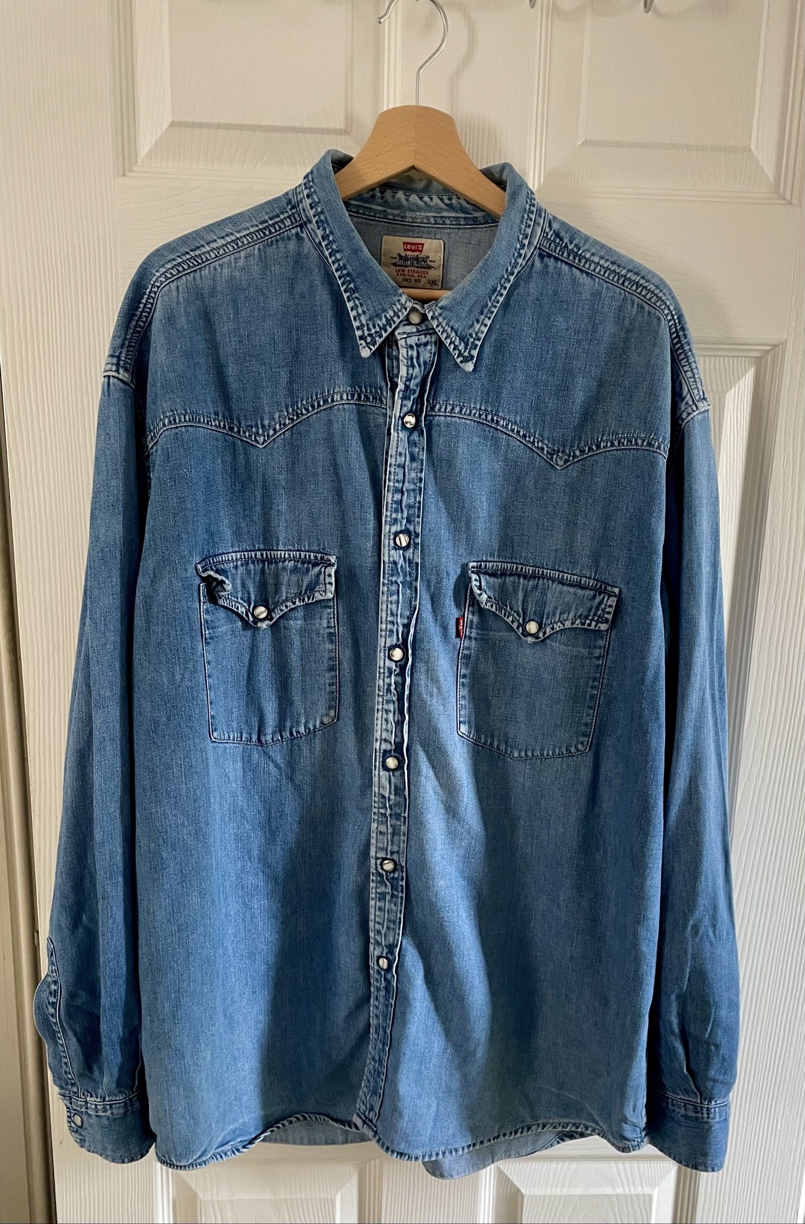 Levi's Men's Light Blue Denim Shirt XXL Western Style