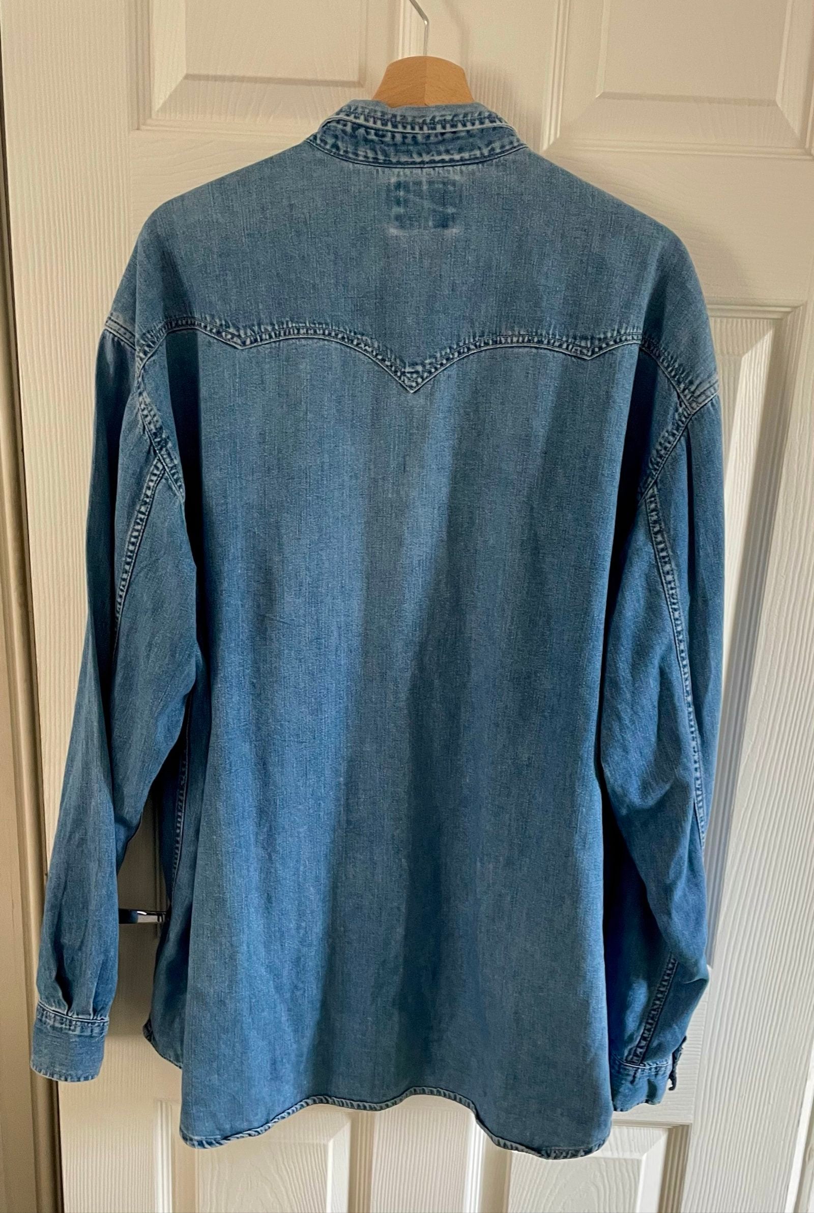Levi's Men's Light Blue Denim Shirt XXL Western Style image 8