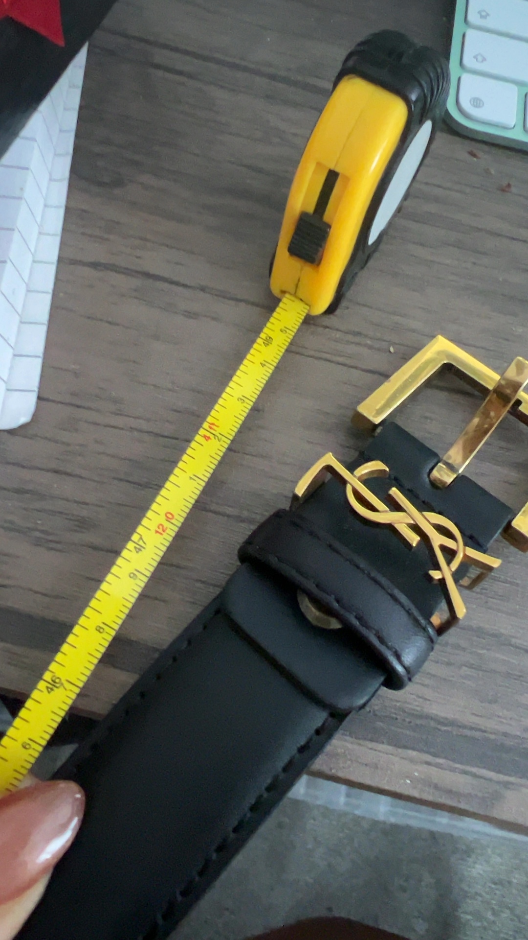 Saint Laurent Black Leather Gold Buckle Belt 48 in Length image 2