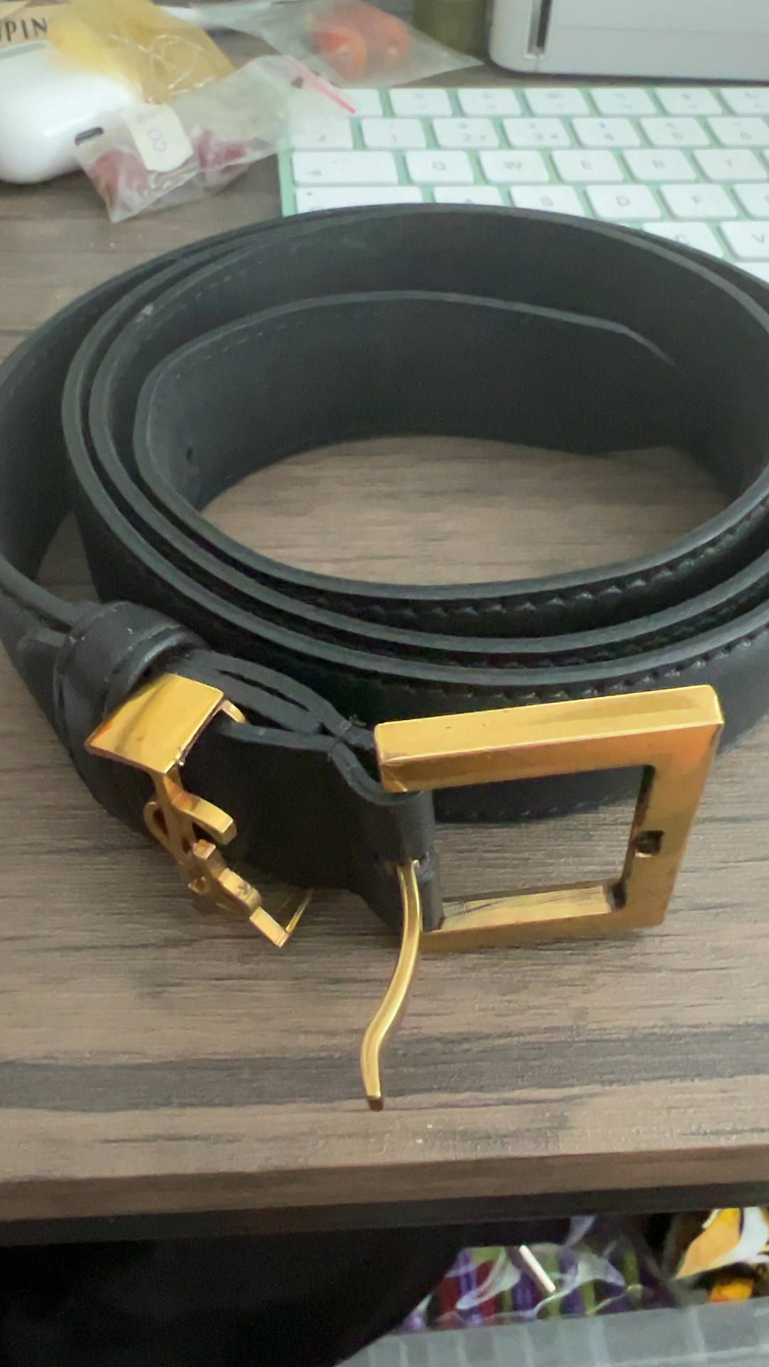 Saint Laurent Black Leather Gold Buckle Belt 48 in Length image 3
