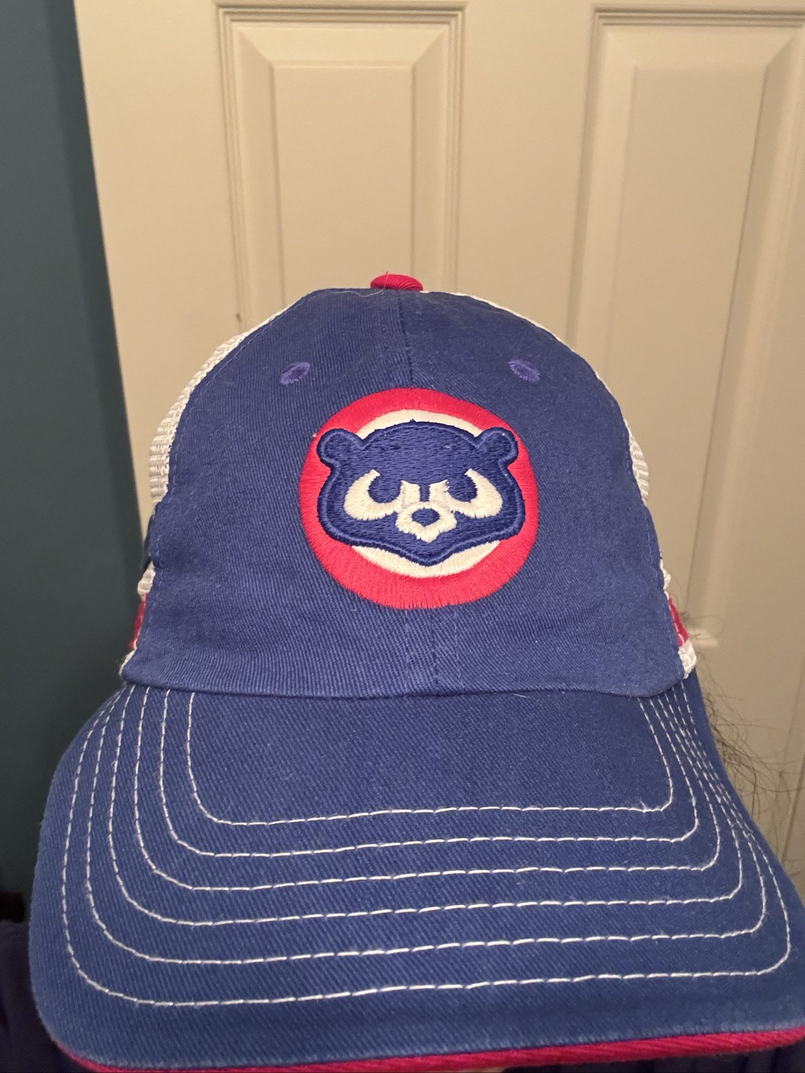 American Needle Blue Red Mesh Trucker Cap One Size image 2