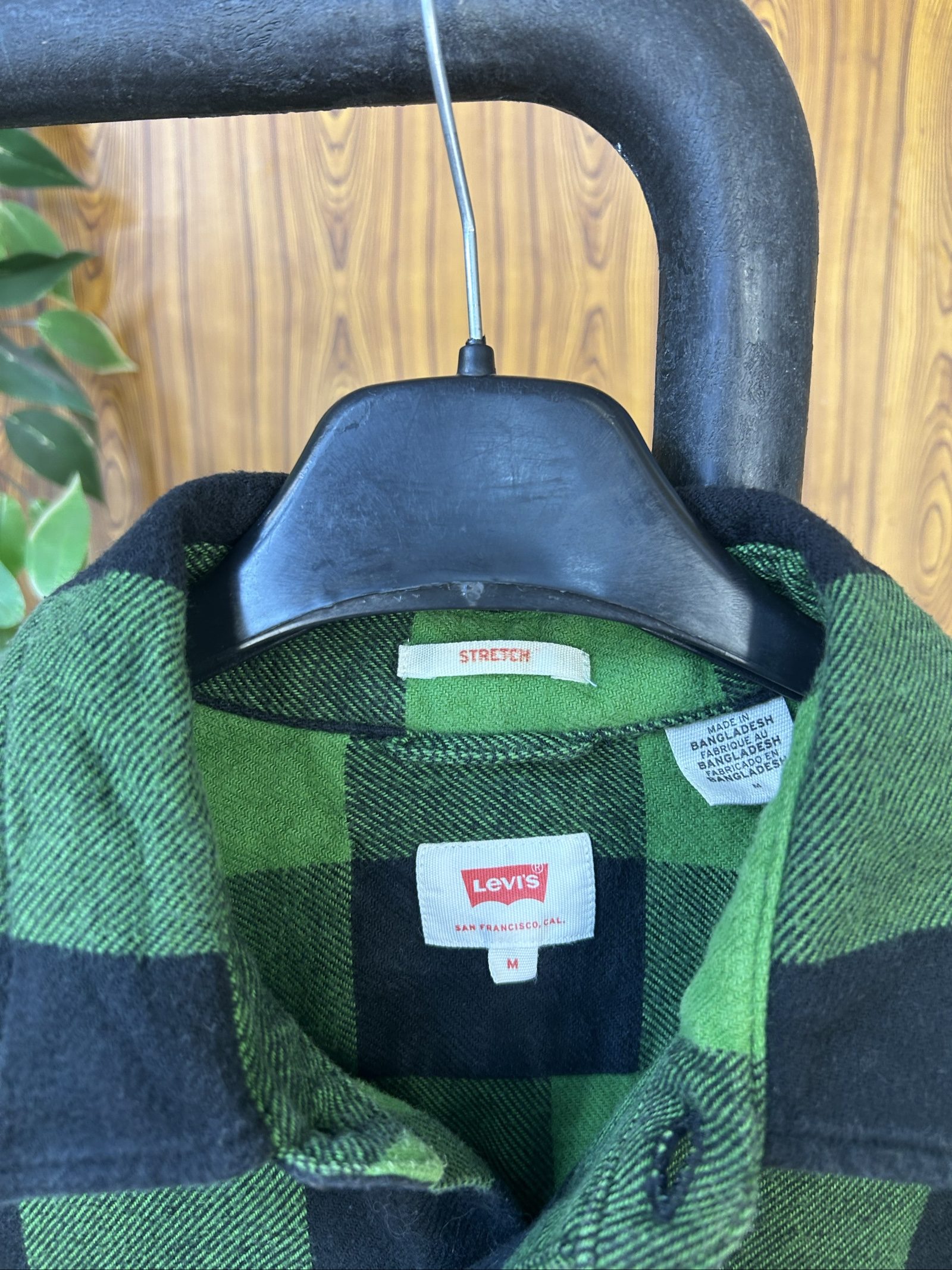 Levi's Uomo Camicia Verde & Nera a Quadri M Stretch image 2