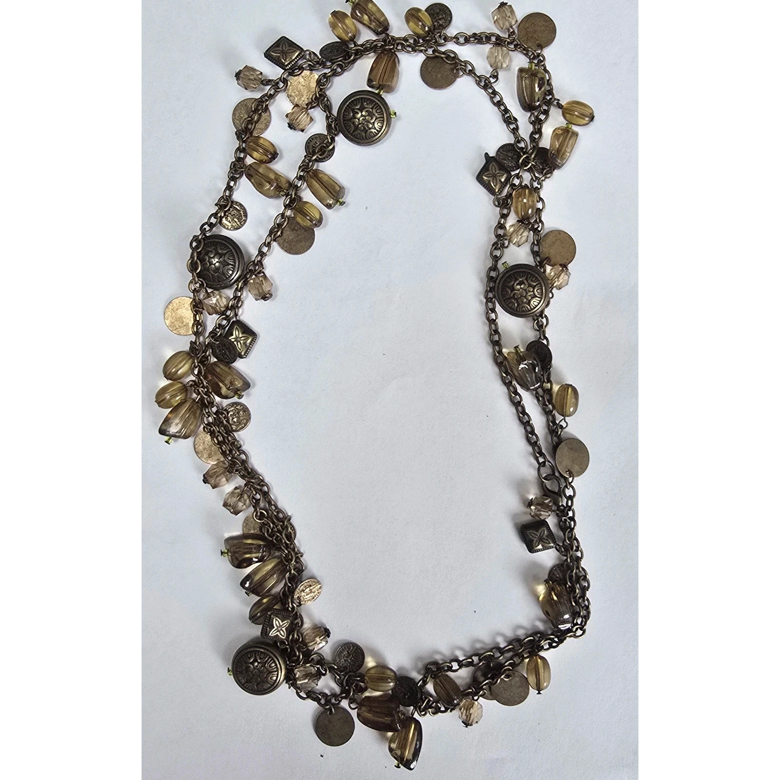 Vintage Long Boho Charm Necklace – approx. 116 cm