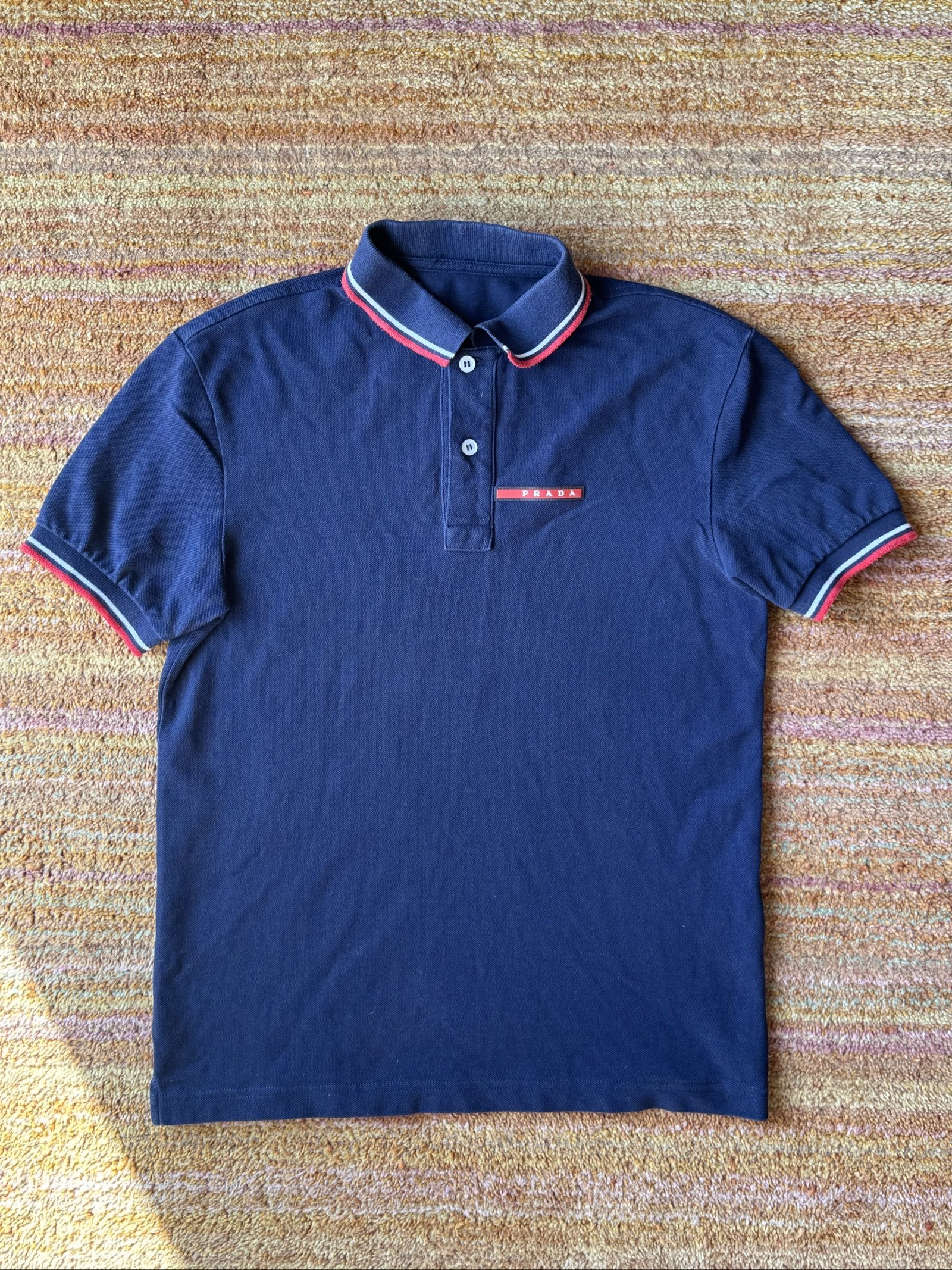 Prada Navy Blue Cotton Polo Shirt XS Men's