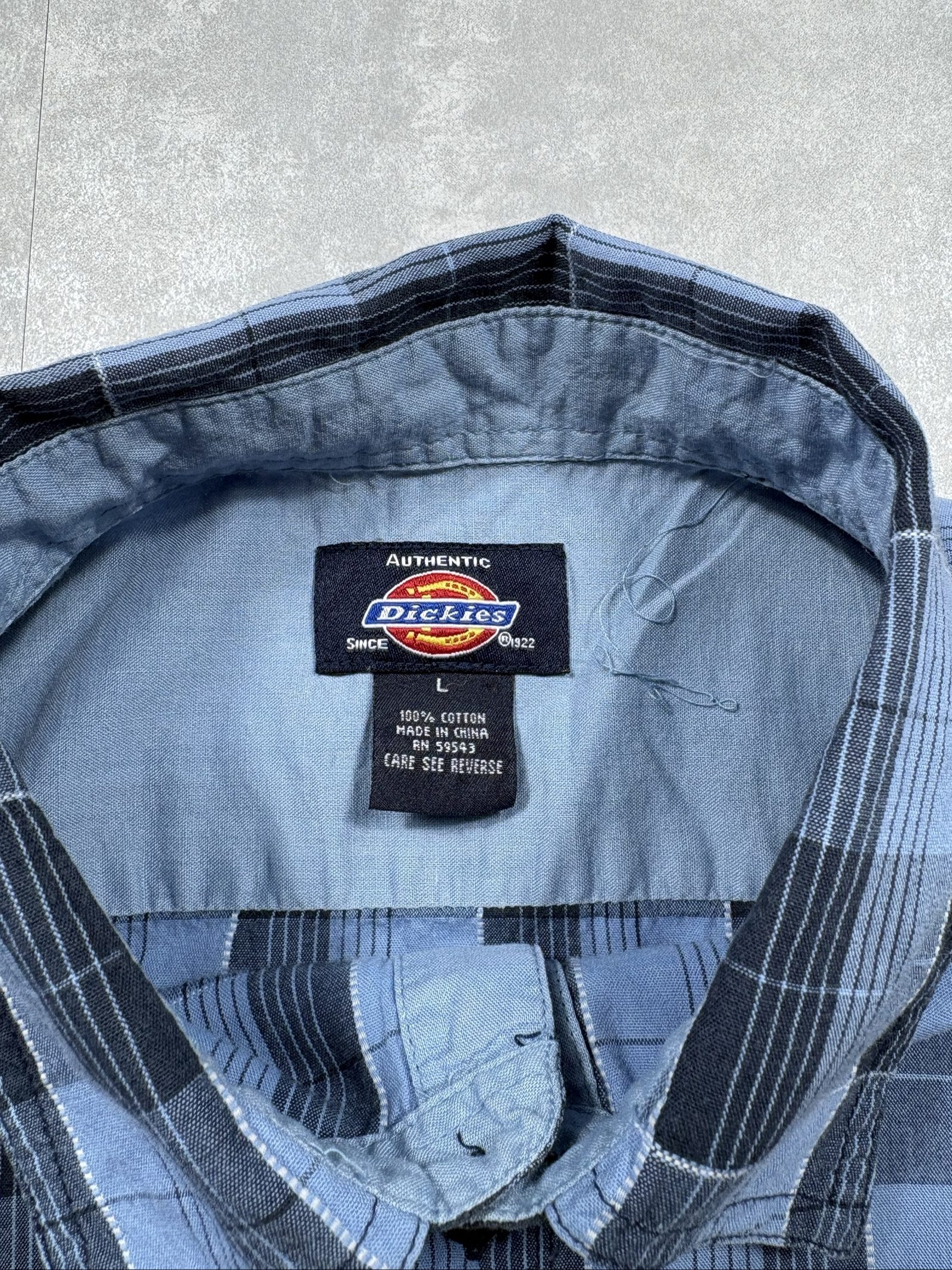 Dickies Men Blue & Black Checkered Short Sleeve Shirt Large image 7