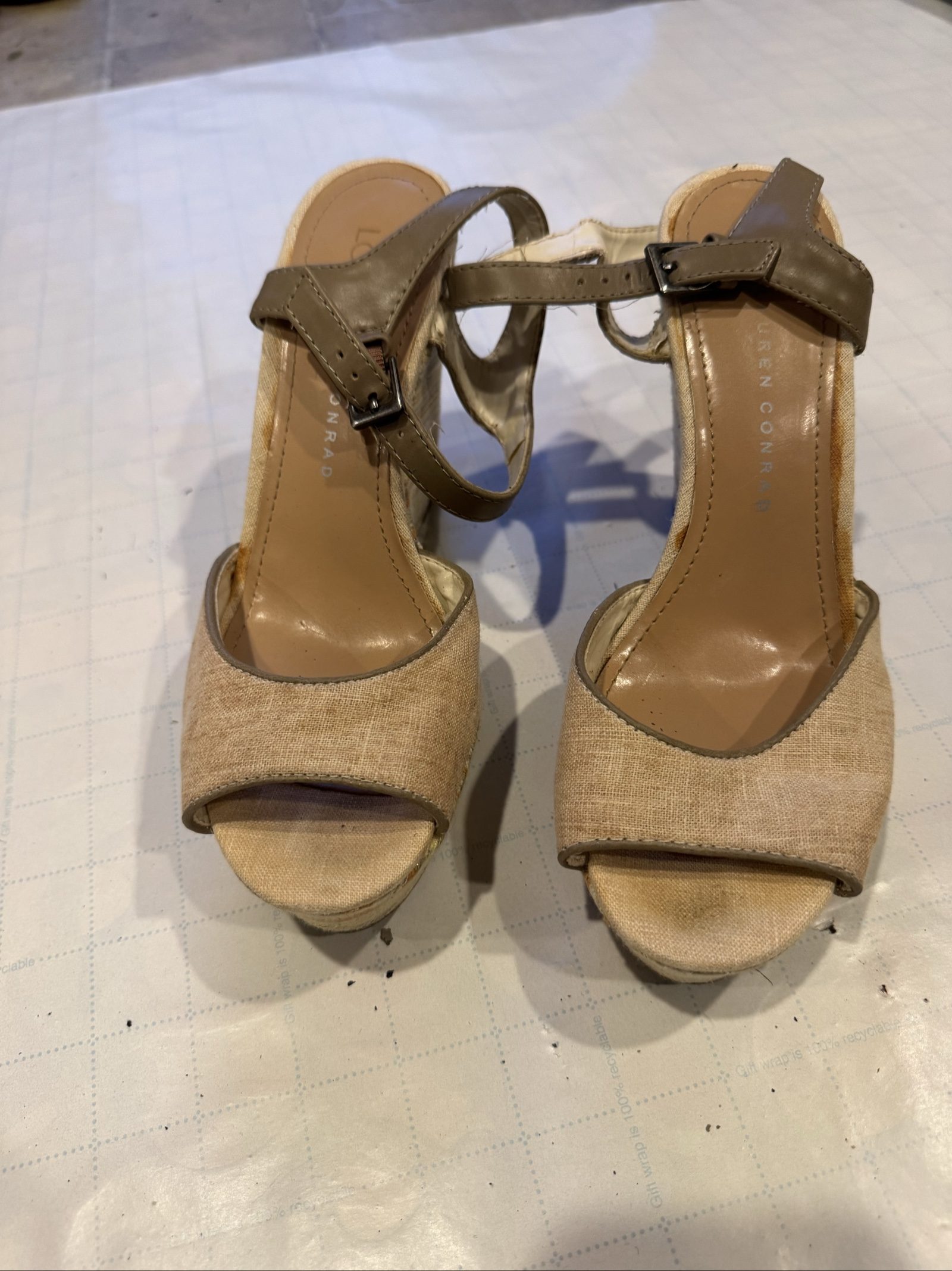 DRAFT READY Women’s Lauren Conrad Wedge Heel Sandal – Brown – Size 7 Med