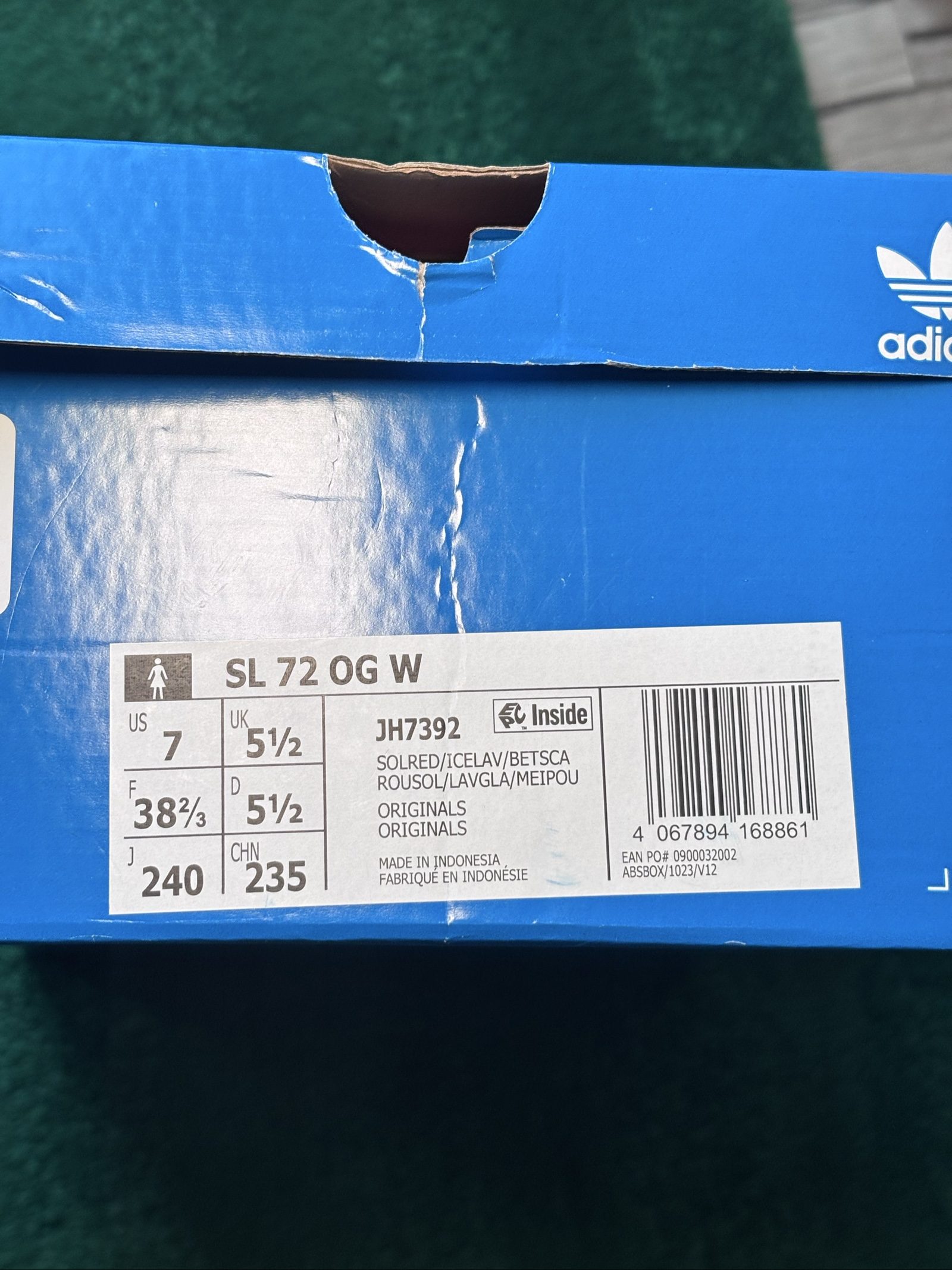 UK 5.5 Wmns | adidas SL 72 OG W | Solar Red JH7392 | New Damaged Box image 9