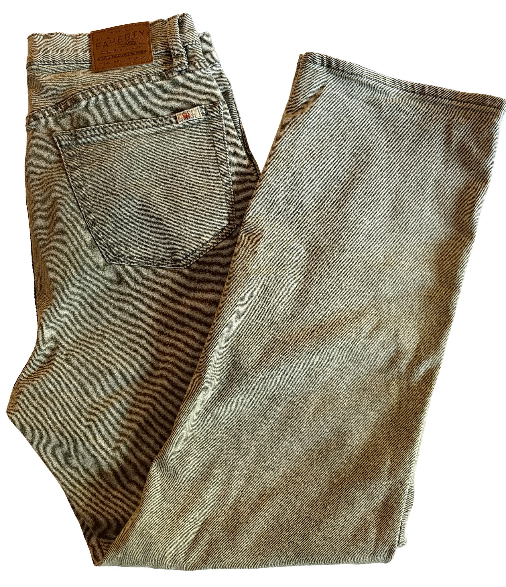 Faherty Women's Slim Straight Sunwashed Denim - Olive Haze