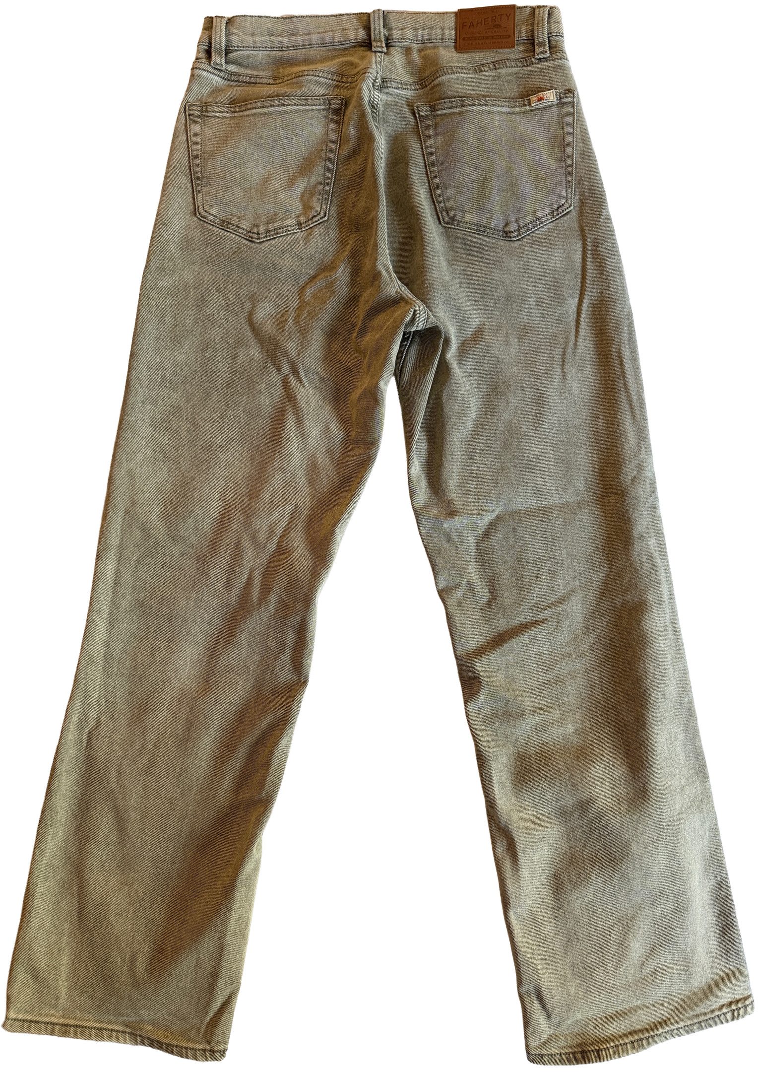 Faherty Women's Slim Straight Sunwashed Denim - Olive Haze image 3