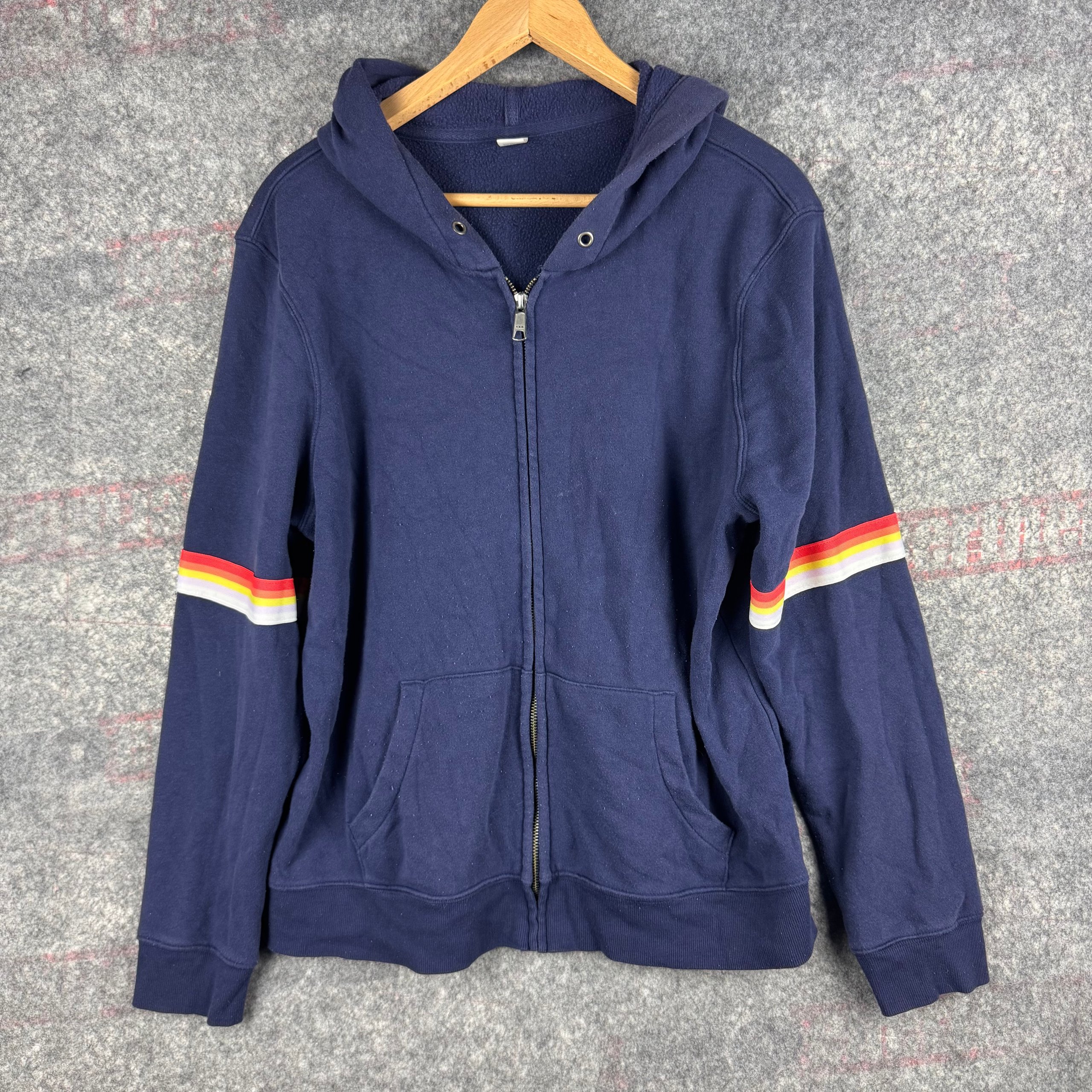 Old Navy Navy Zip Hoodie XL Rainbow Sleeve Stripes