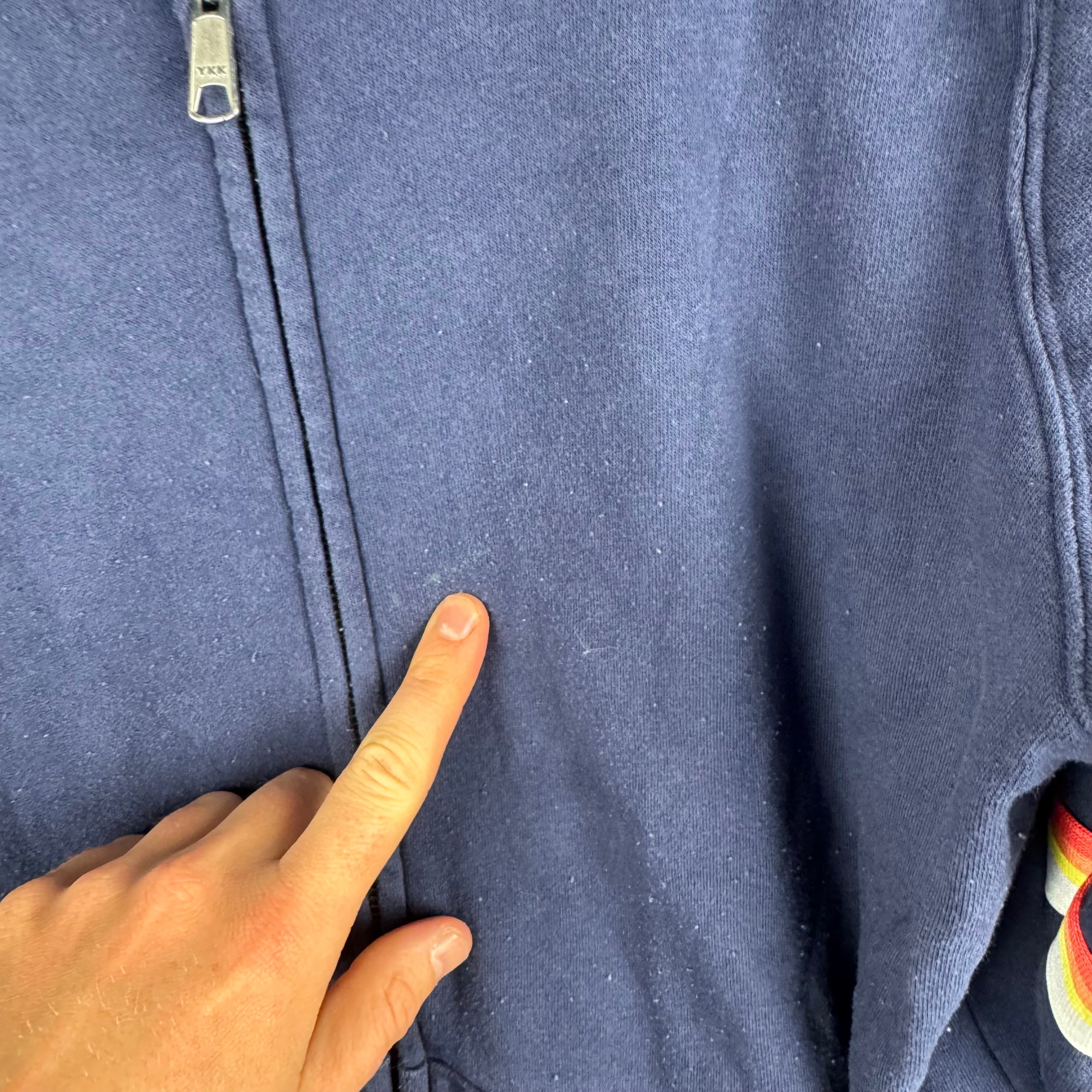 Old Navy Navy Zip Hoodie XL Rainbow Sleeve Stripes image 7