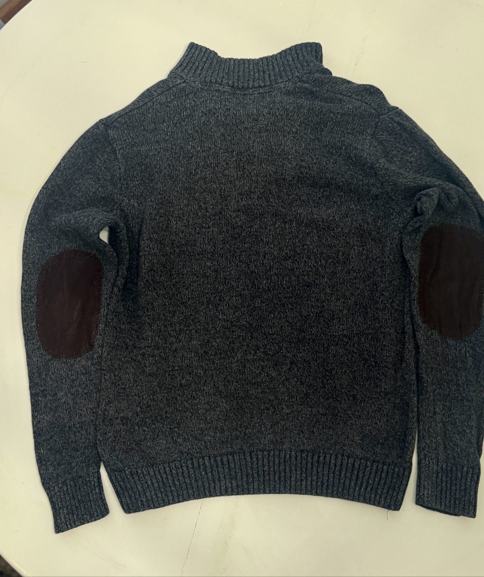 Chaps Men's Grey Cotton Sweater Small with Brown Elbow Patches image 5