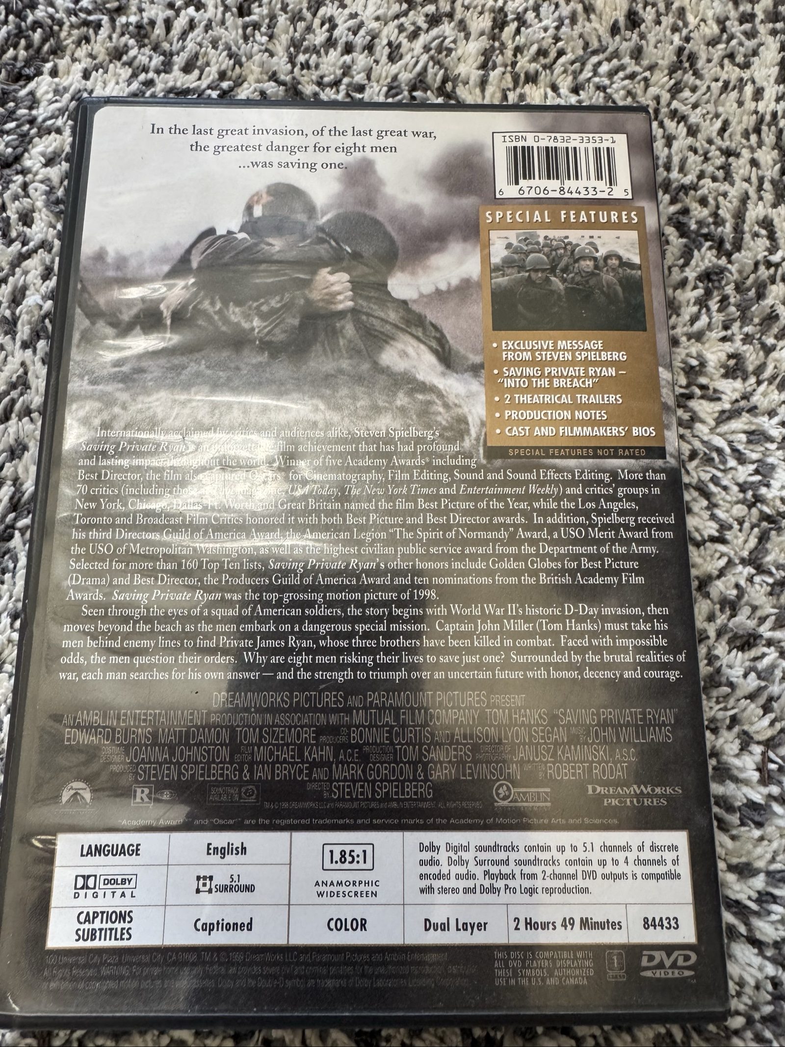 DRAFT Saving Private Ryan Special Limited Edition Widescreen DVD 1999 Tom Hanks image 2