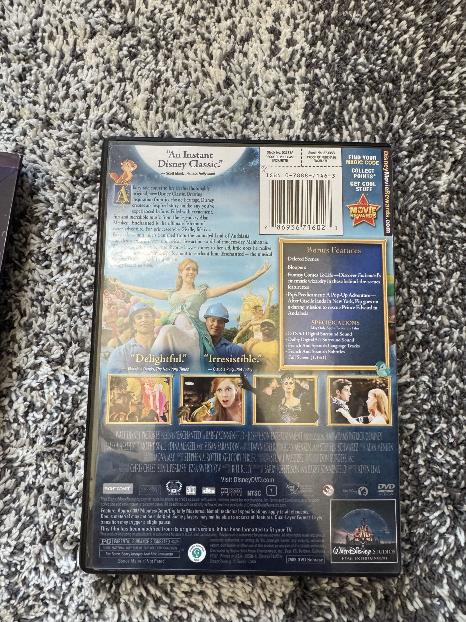 Walt Disney Enchanted Full Screen DVD 2008 Amy Adams image 2