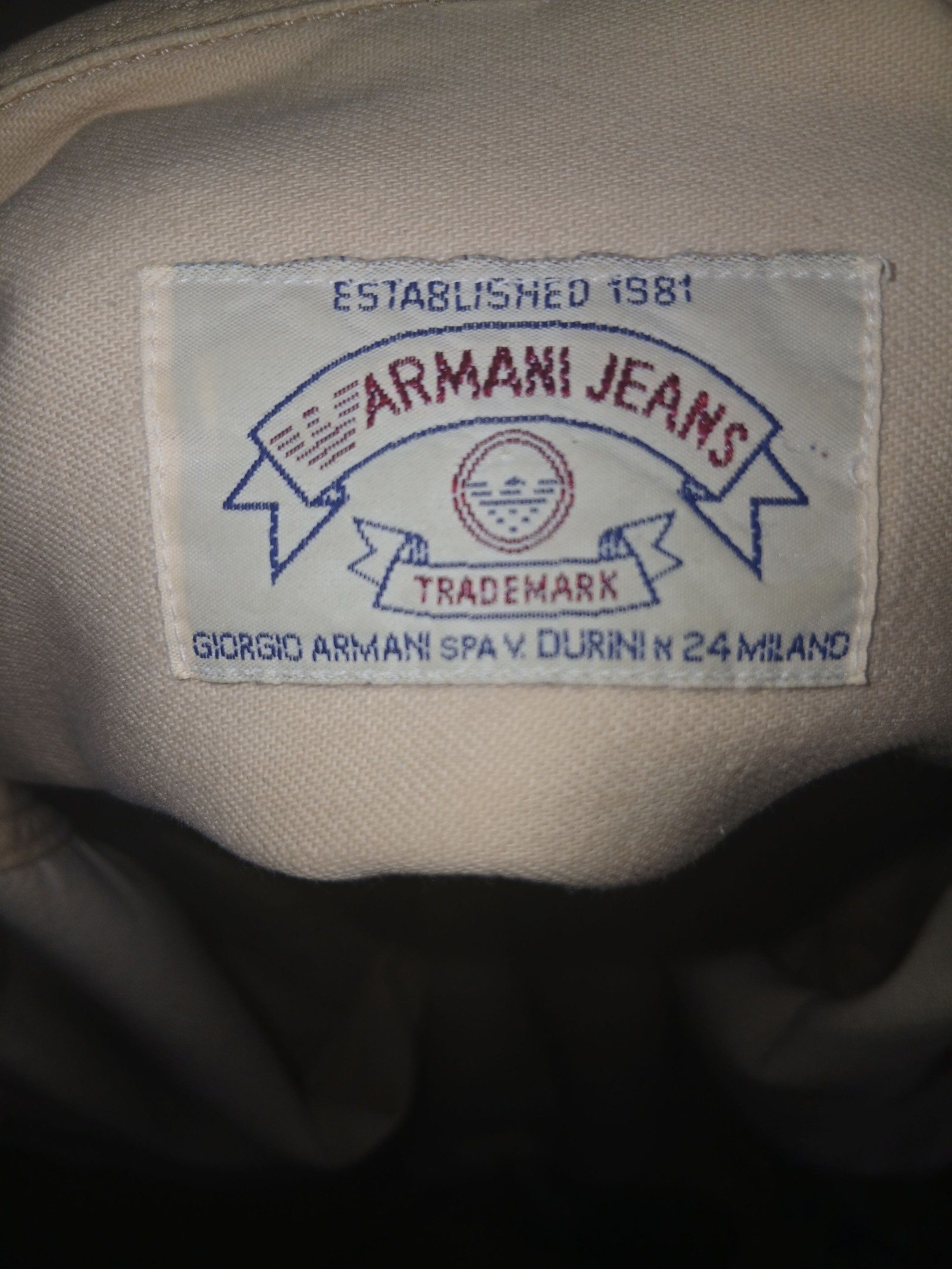 Armani Jeans Cream Cotton Shirt Large Double Pocket image 2