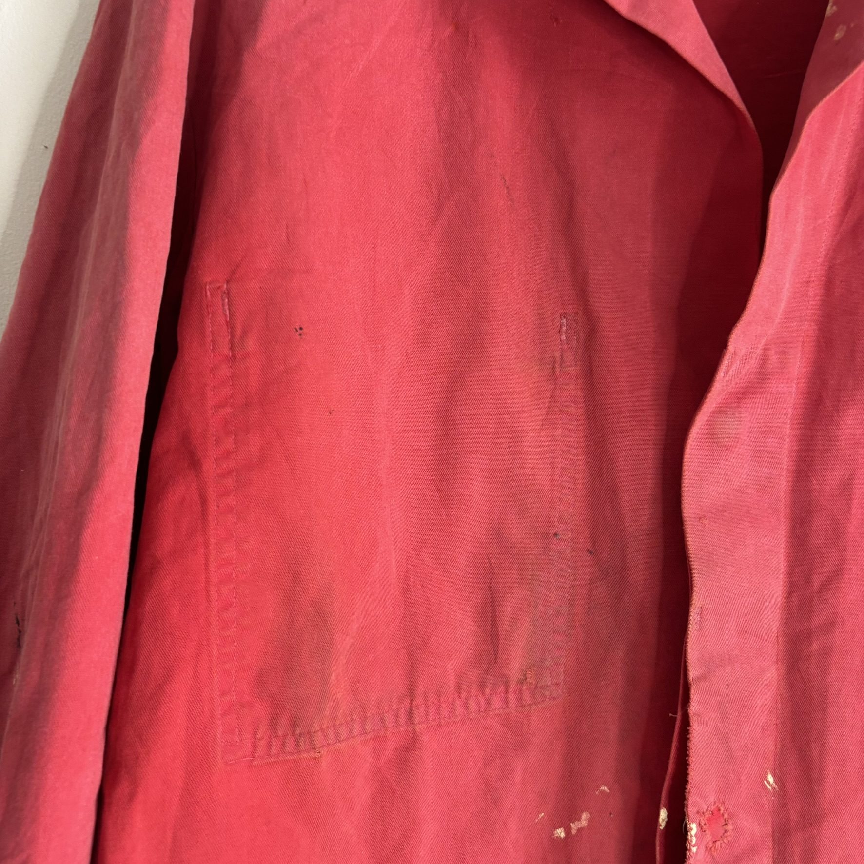Vintage 80s Euro Workwear Chore Jacket Faded Red Paint Distressed Mens L/XL image 5