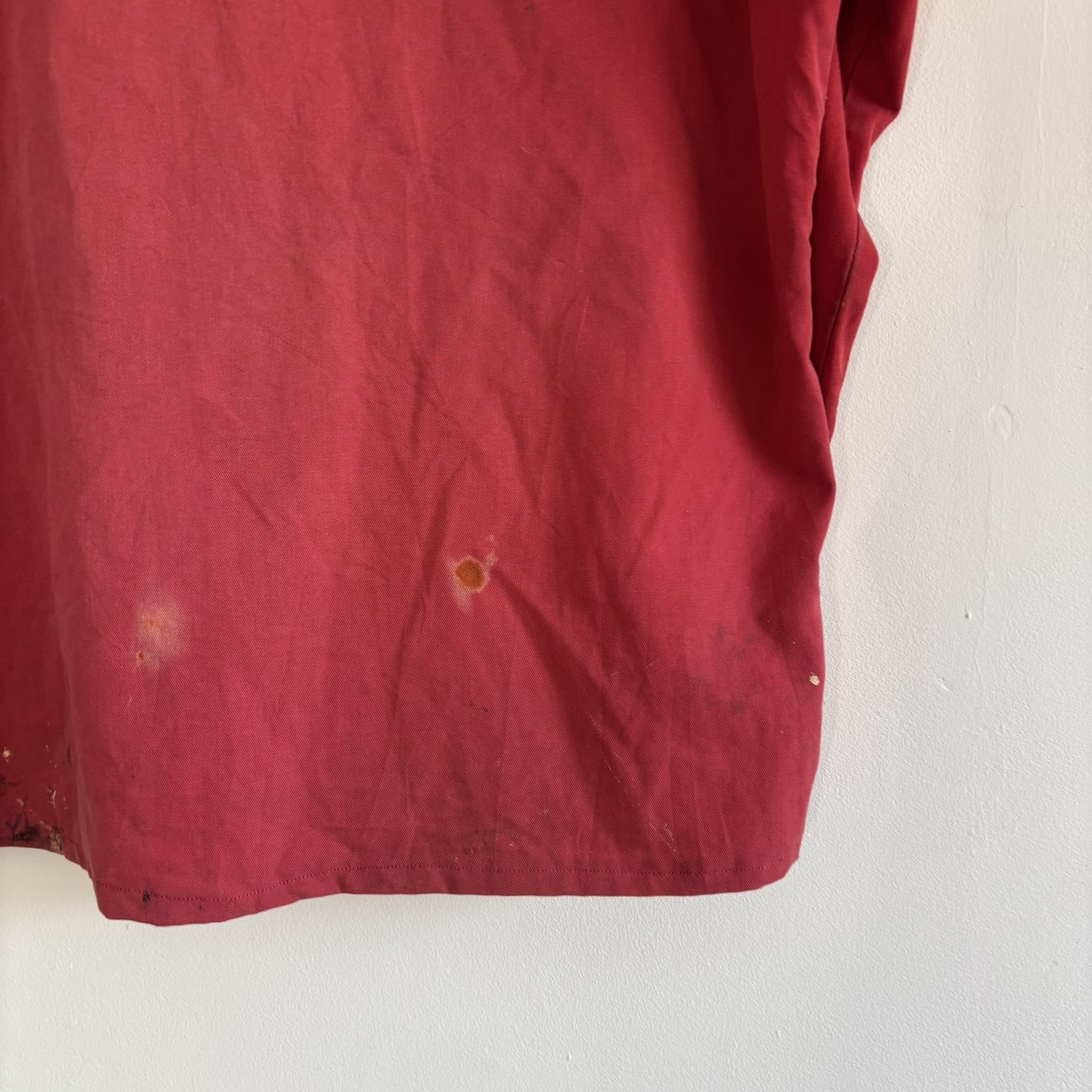 Vintage 80s Euro Workwear Chore Jacket Faded Red Paint Distressed Mens L/XL image 10
