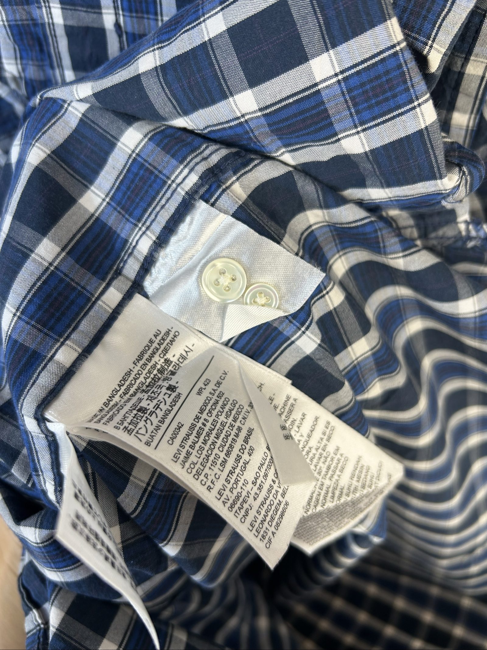 Levi's Uomo Camicia a Quadri Blu e Bianco Taglia M image 8