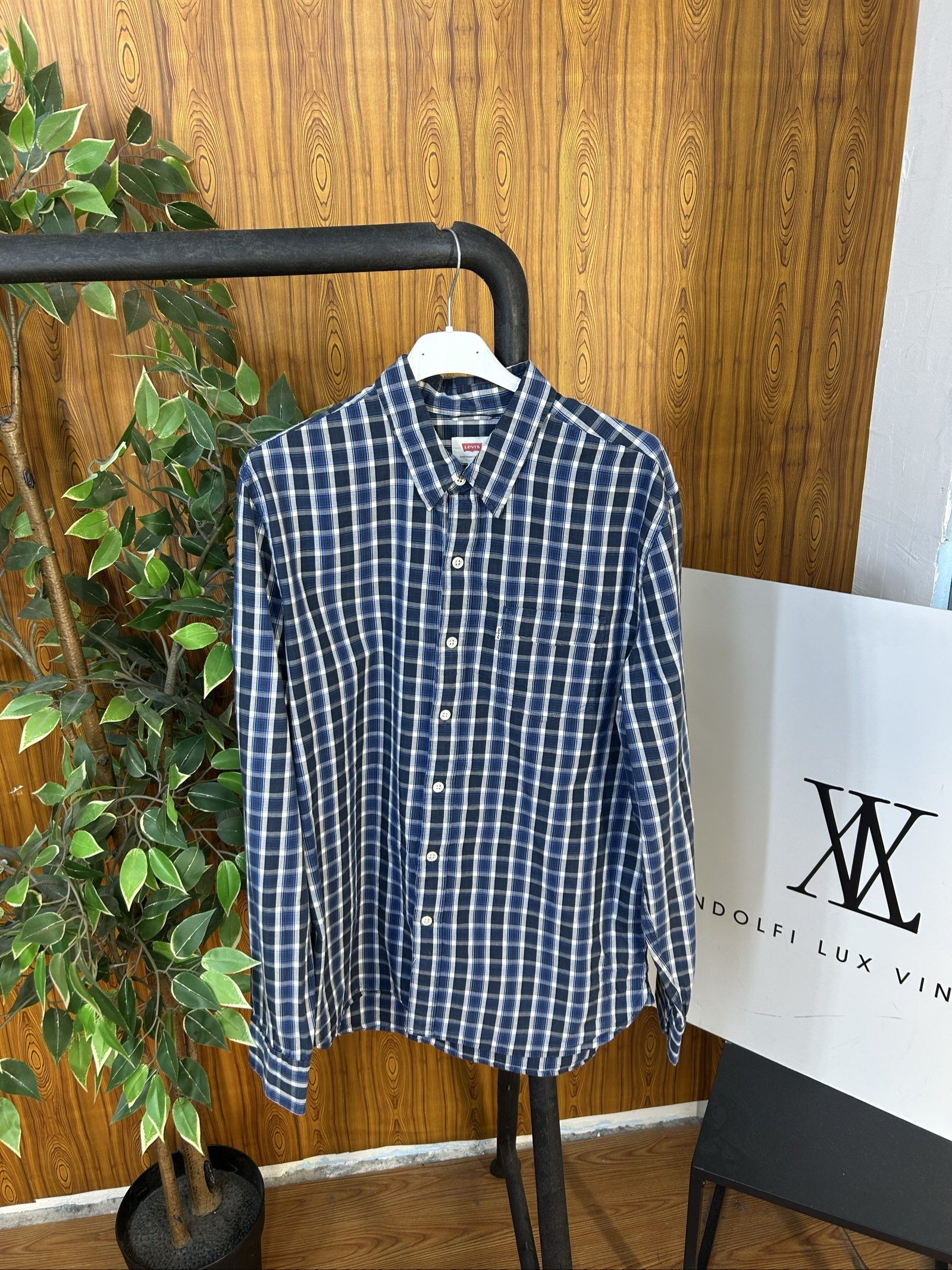 Levi's Uomo Camicia a Quadri Blu e Bianco Taglia M image 9