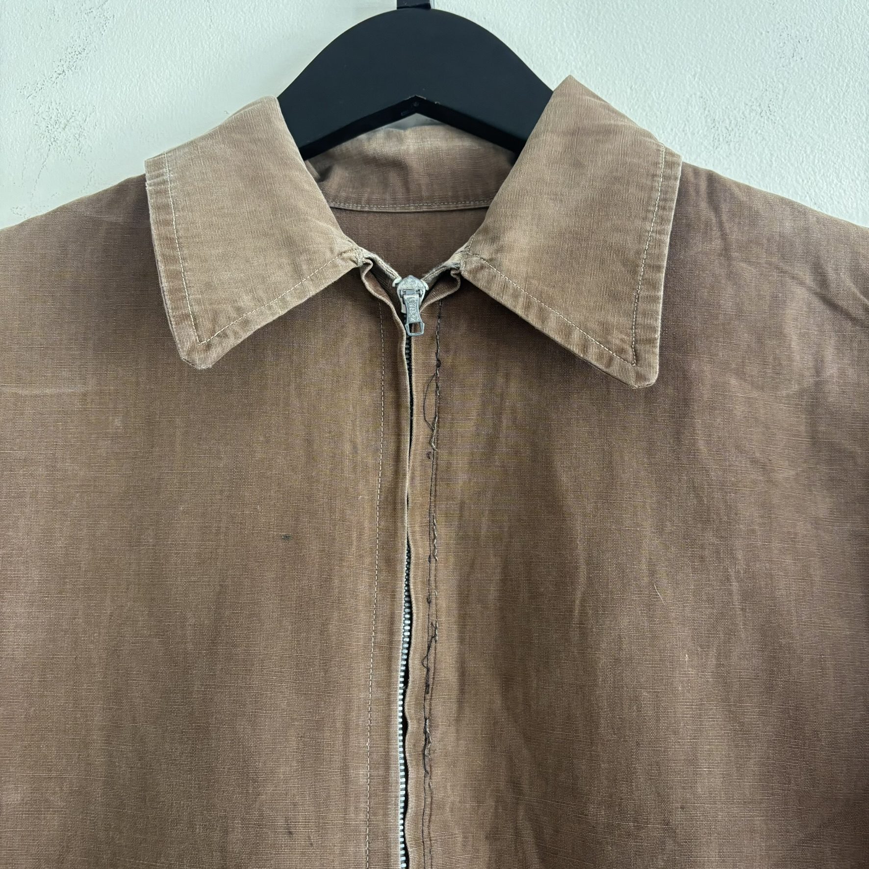 RARE Vintage 40s Canadian Made Spring Loaded Crown Cropped Work Jacket Brown S image 2