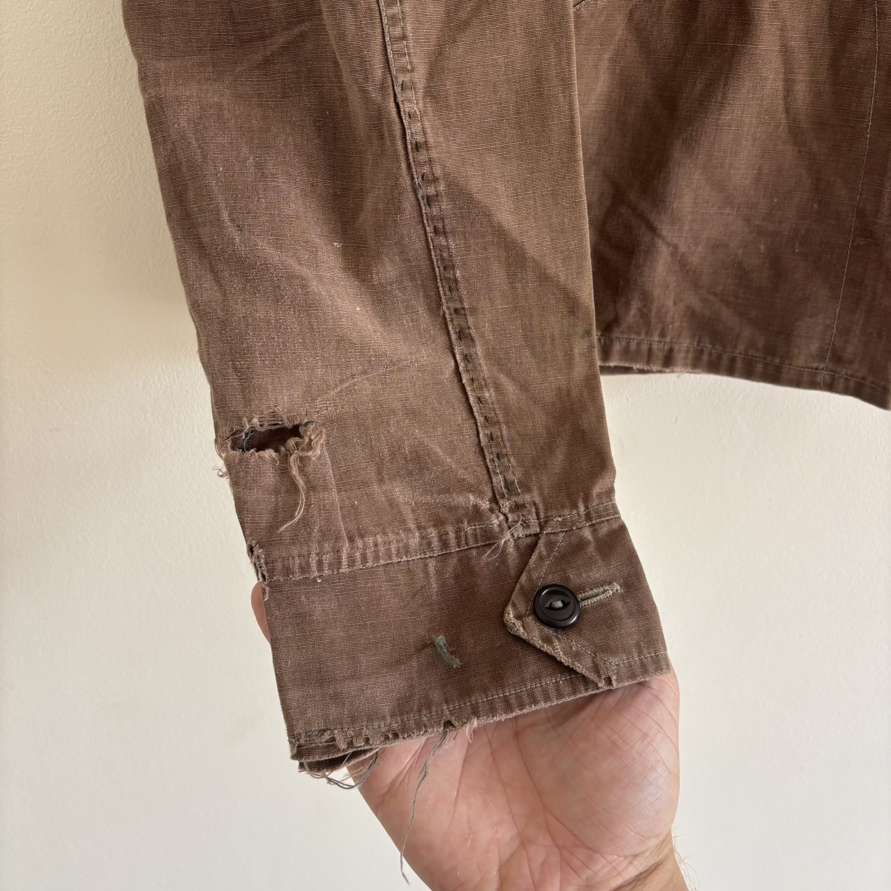 RARE Vintage 40s Canadian Made Spring Loaded Crown Cropped Work Jacket Brown S image 4