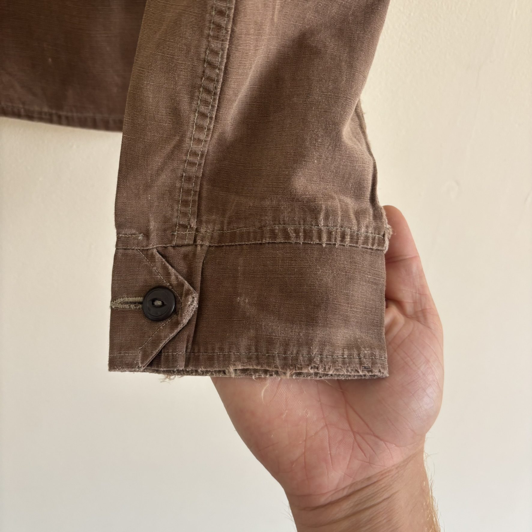 RARE Vintage 40s Canadian Made Spring Loaded Crown Cropped Work Jacket Brown S image 5