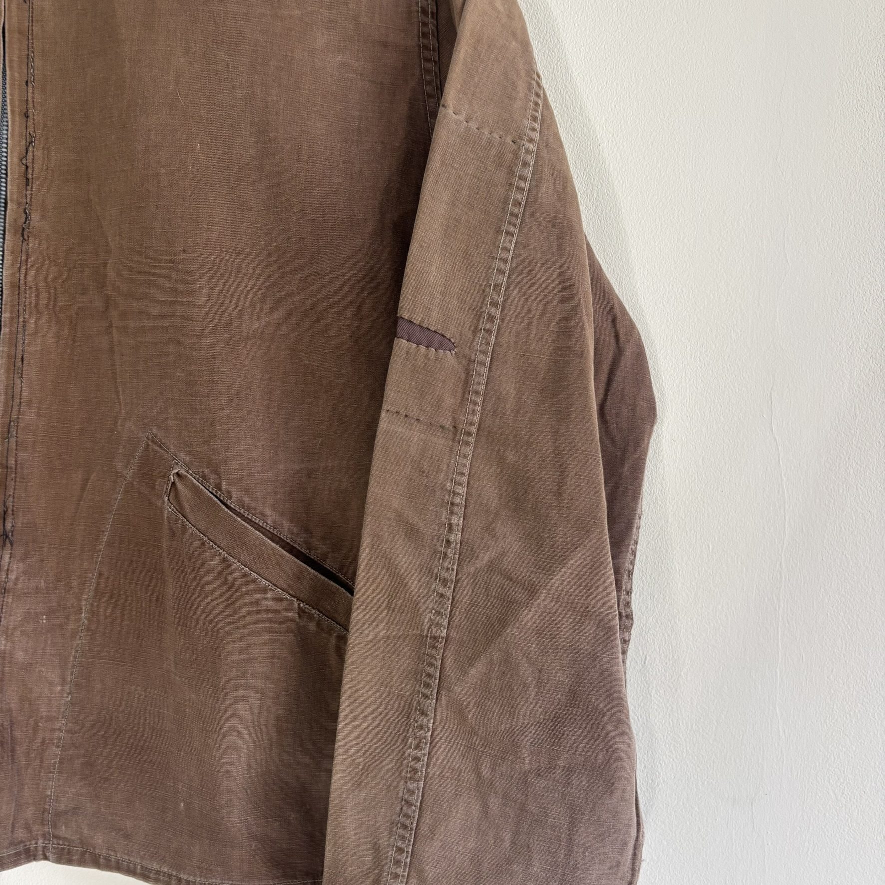 RARE Vintage 40s Canadian Made Spring Loaded Crown Cropped Work Jacket Brown S image 7