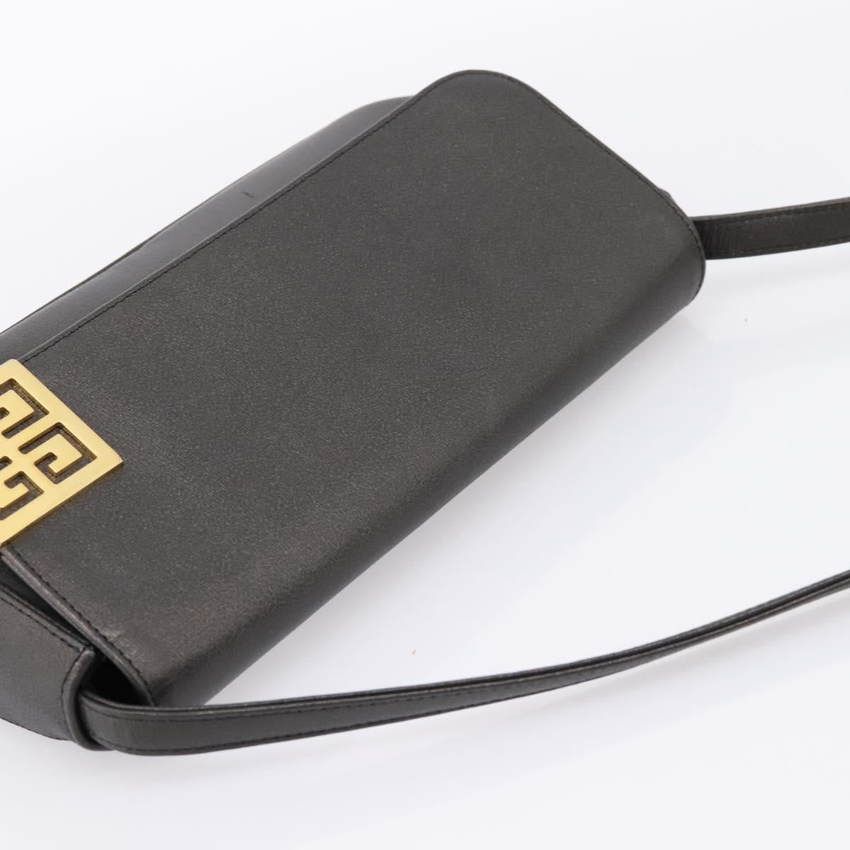 GIVENCHY Shoulder Bag Leather Black Gold Auth 205350A image 6