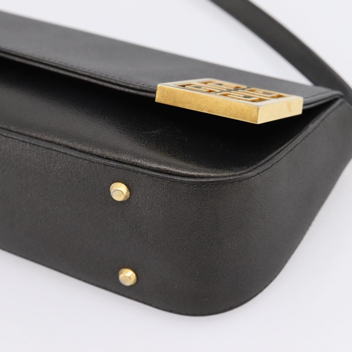 GIVENCHY Shoulder Bag Leather Black Gold Auth 205350A image 9