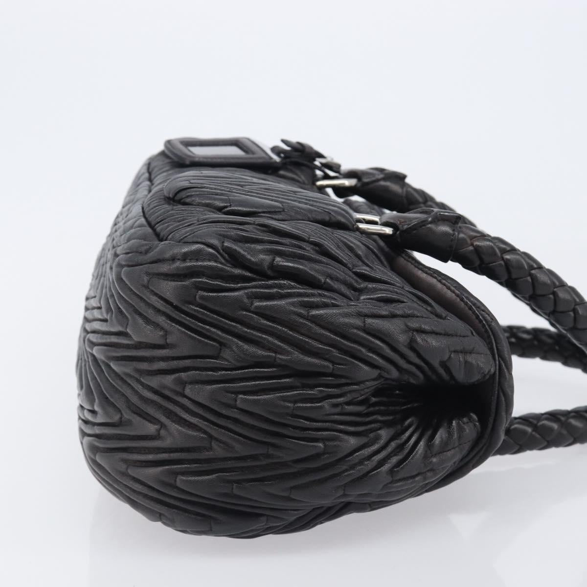 PRADA Hand Bag Leather Black Silver BN1235 Auth am12716A image 3
