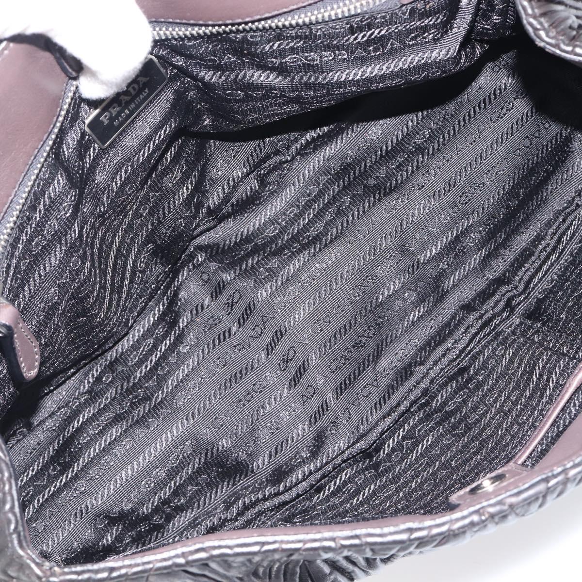 PRADA Hand Bag Leather Black Silver BN1235 Auth am12716A image 9